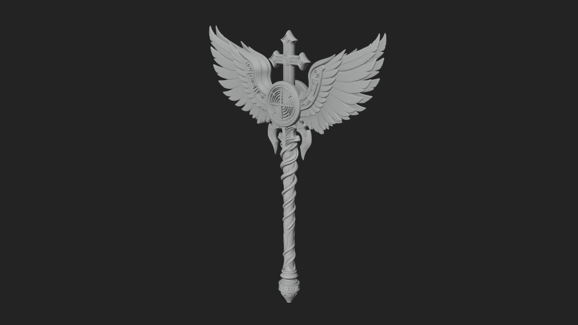 Winged Cross Scepter Model Design 1 3D Print Model 3D Model