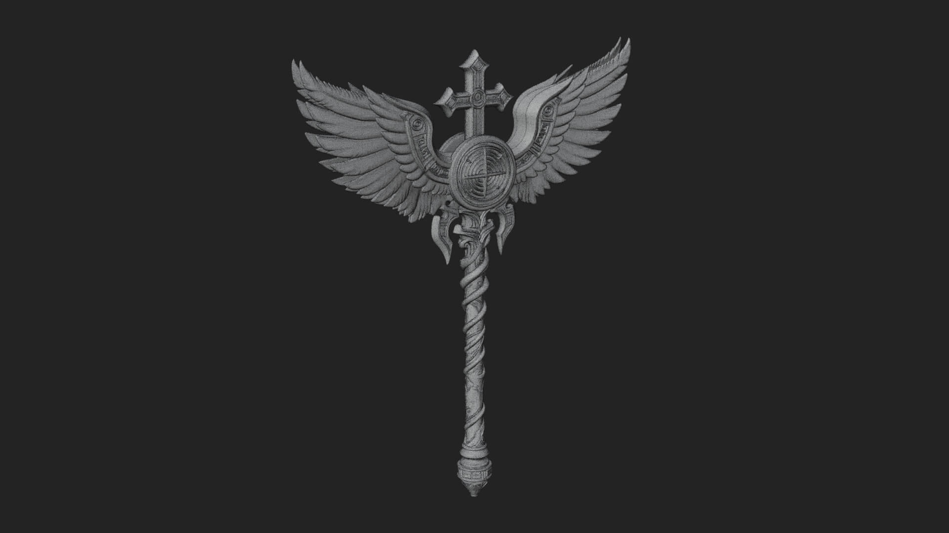 Winged Cross Scepter Model Design 1 3D Print Model 3D Model