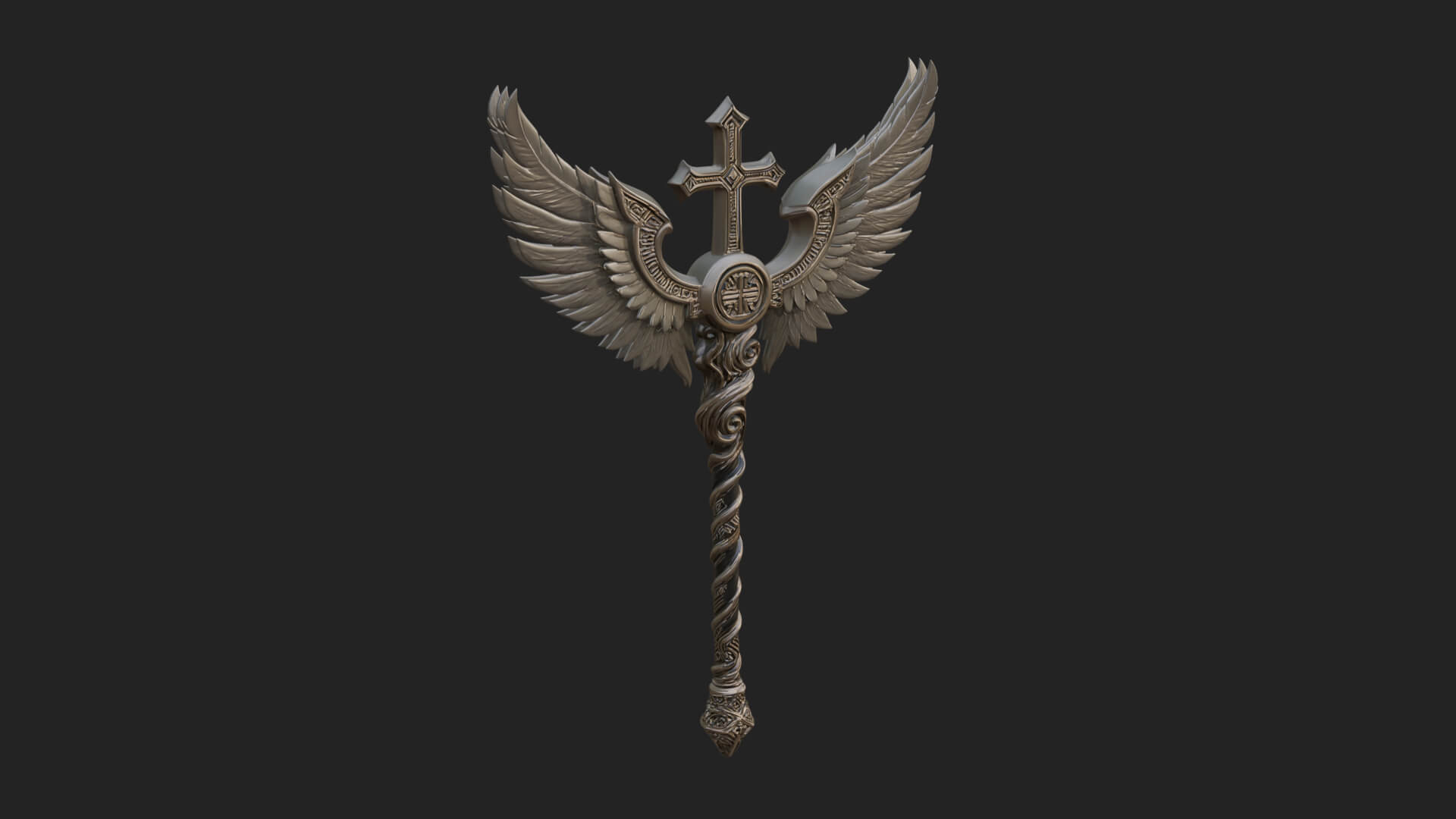 Winged Cross Scepter Model Design 2 3D Print Model 3D Model