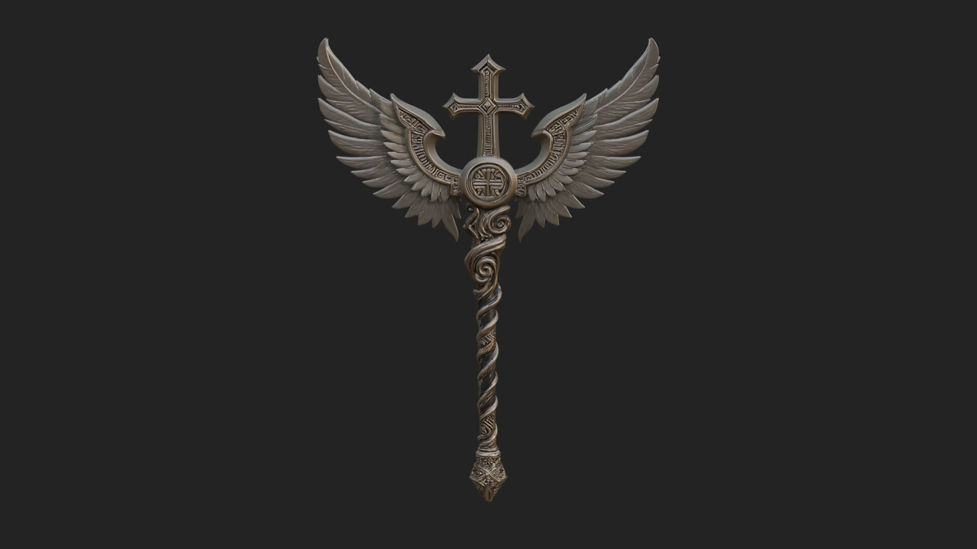 Winged Cross Scepter Model Design 2 3D Print Model 3D Model