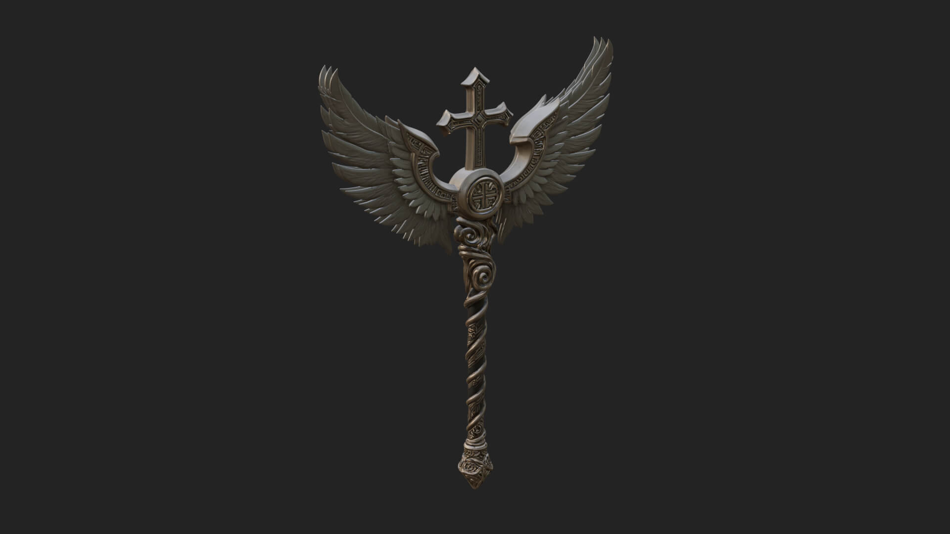 Winged Cross Scepter Model Design 2 3D Print Model 3D Model