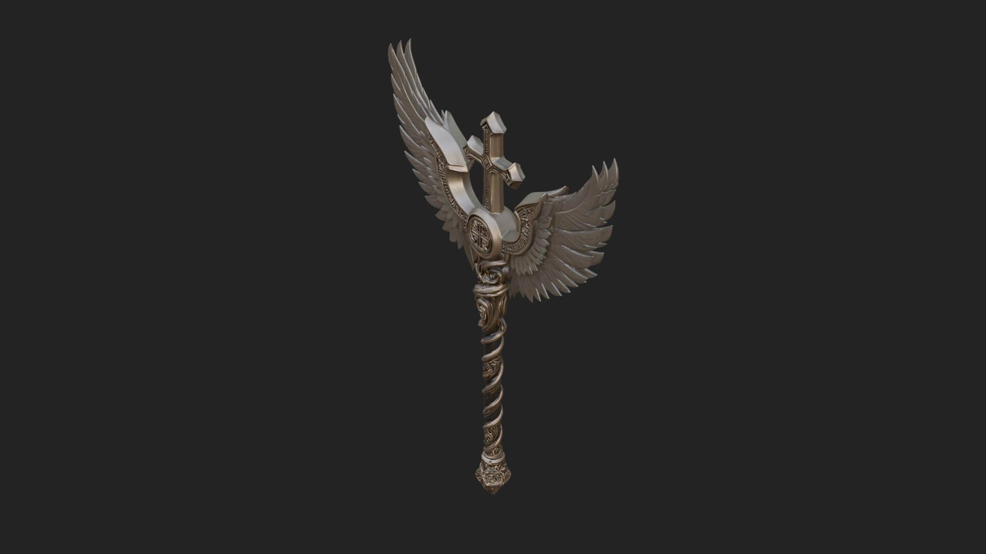 Winged Cross Scepter Model Design 2 3D Print Model 3D Model