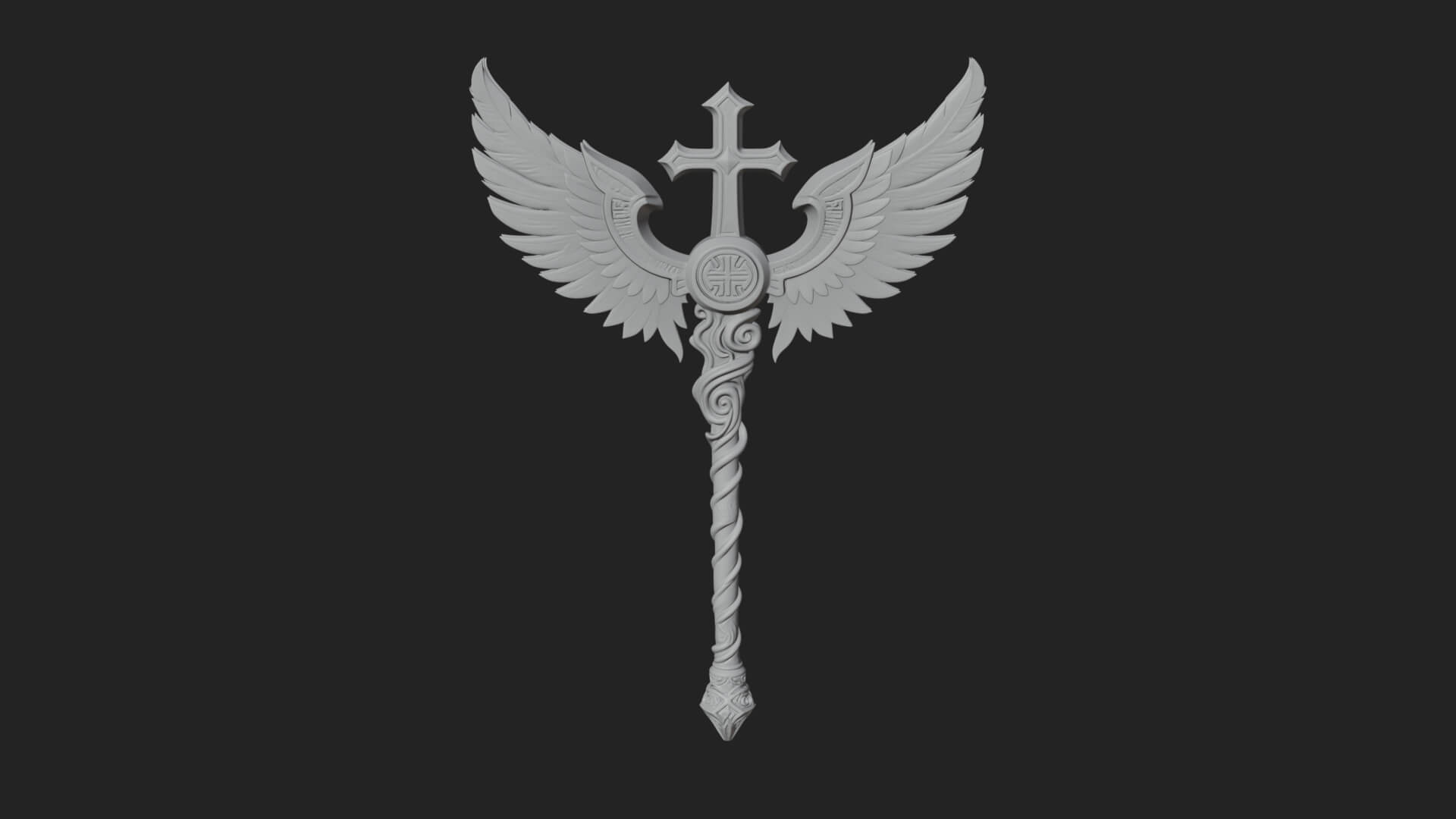 Winged Cross Scepter Model Design 2 3D Print Model 3D Model