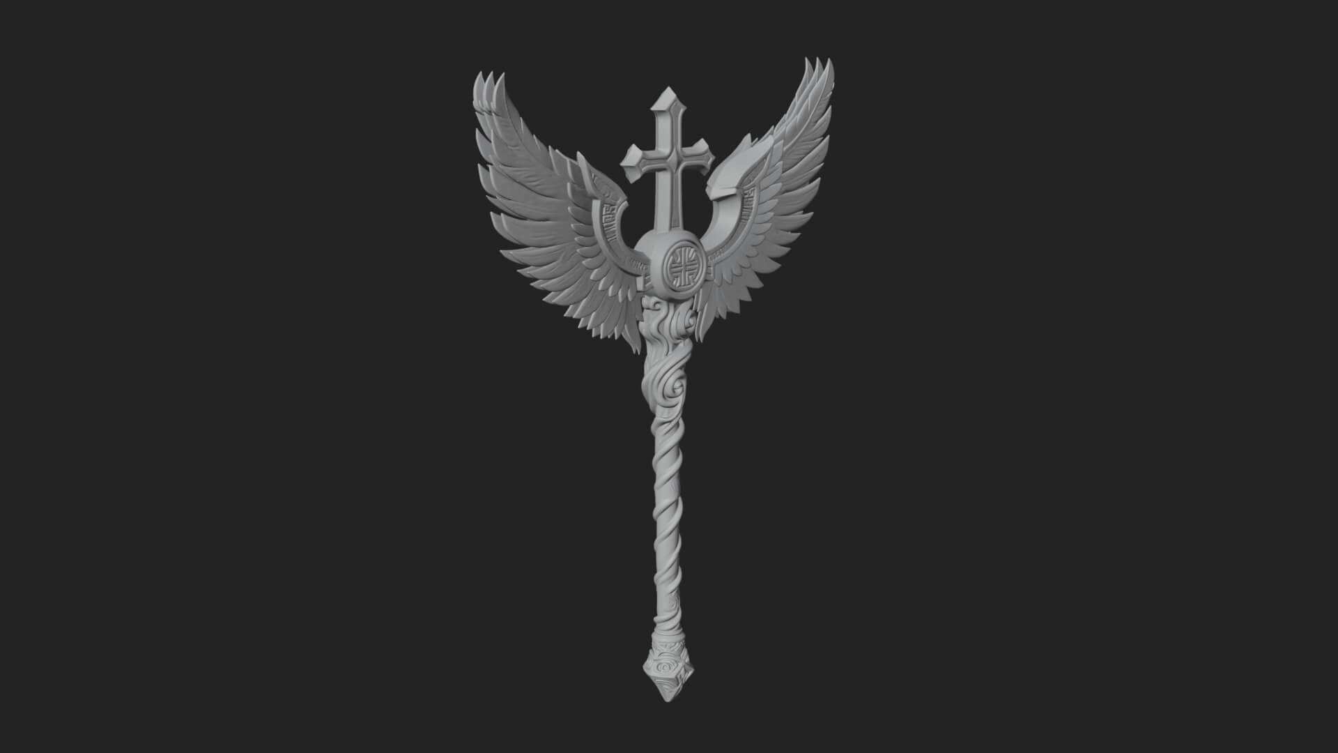 Winged Cross Scepter Model Design 2 3D Print Model 3D Model