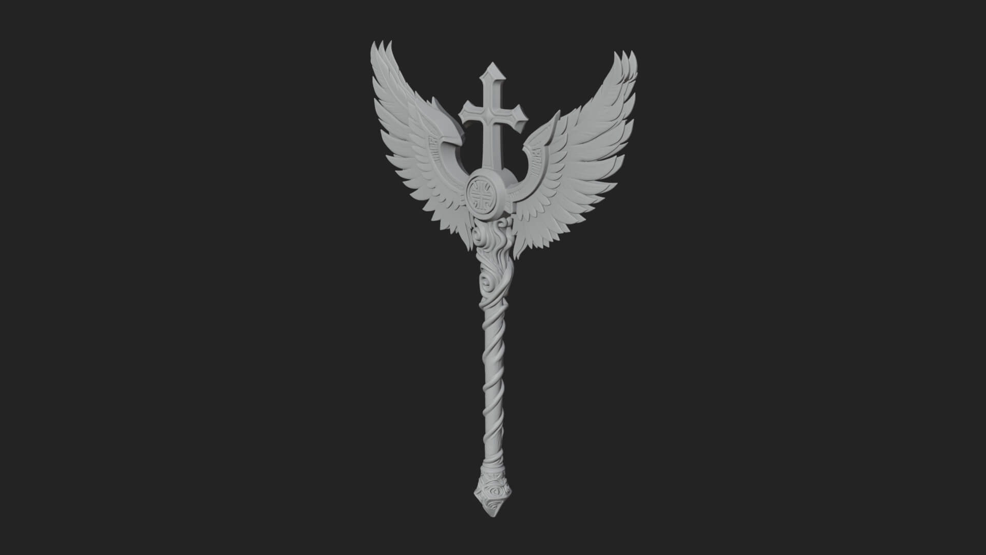 Winged Cross Scepter Model Design 2 3D Print Model 3D Model