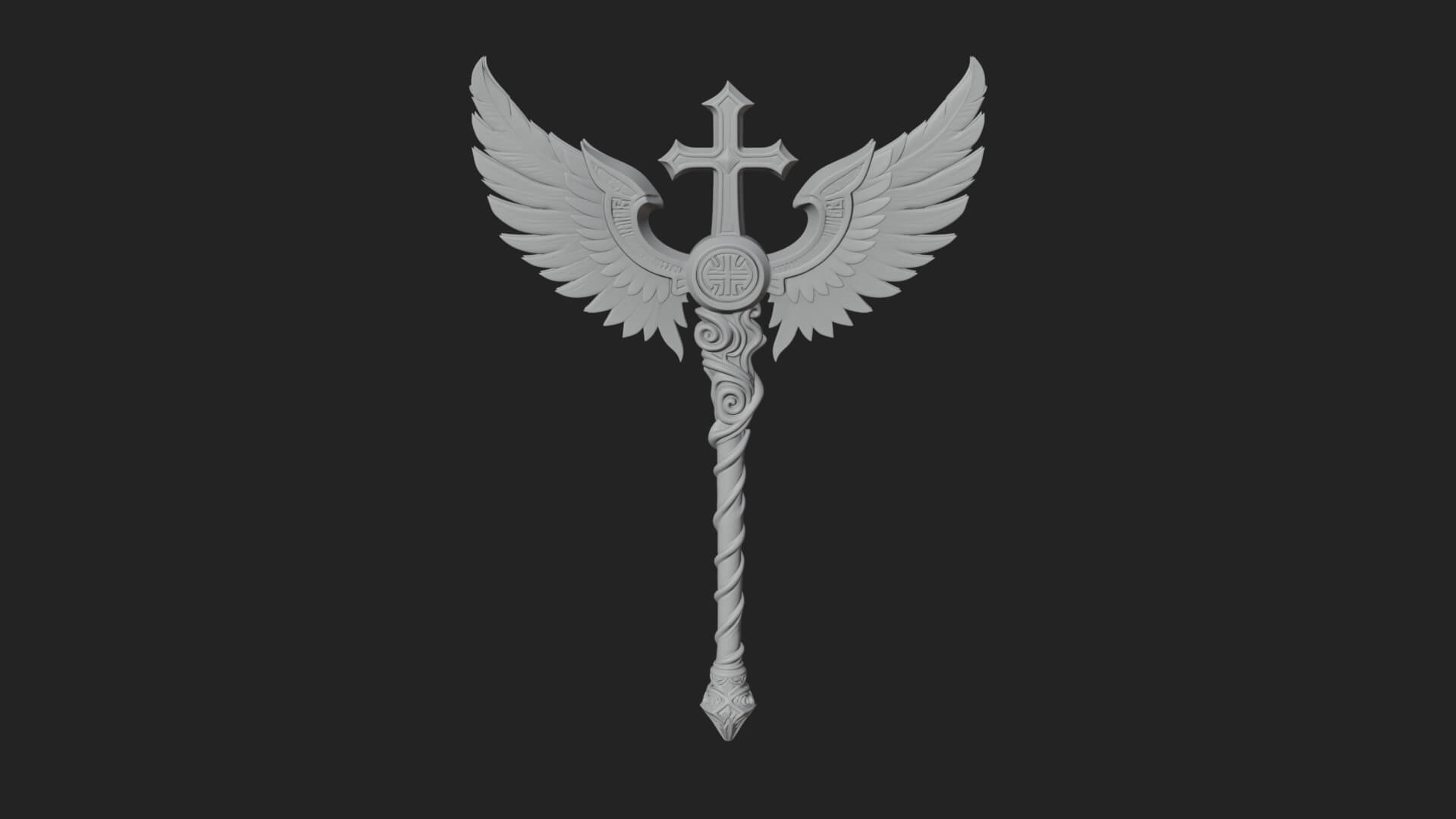 Winged Cross Scepter Model Design 2 3D Print Model 3D Model