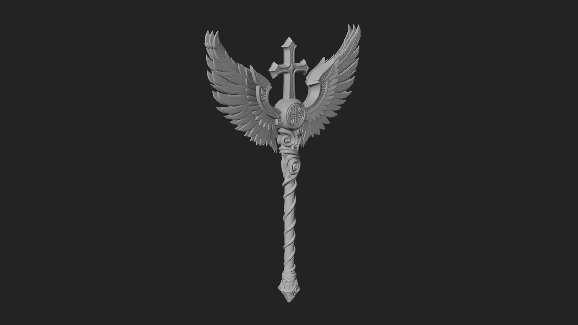 Winged Cross Scepter Model Design 2 3D Print Model 3D Model