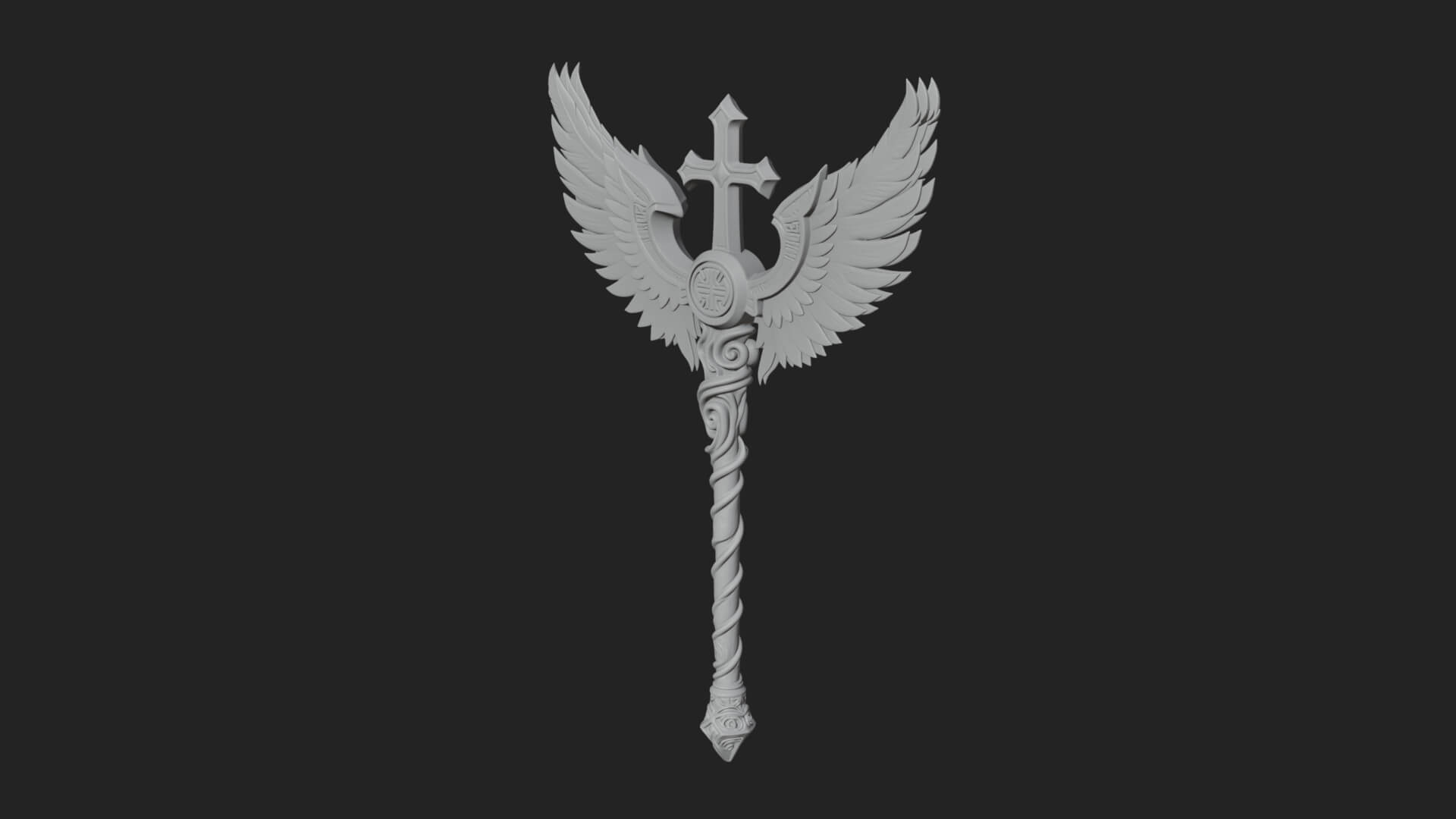 Winged Cross Scepter Model Design 2 3D Print Model 3D Model