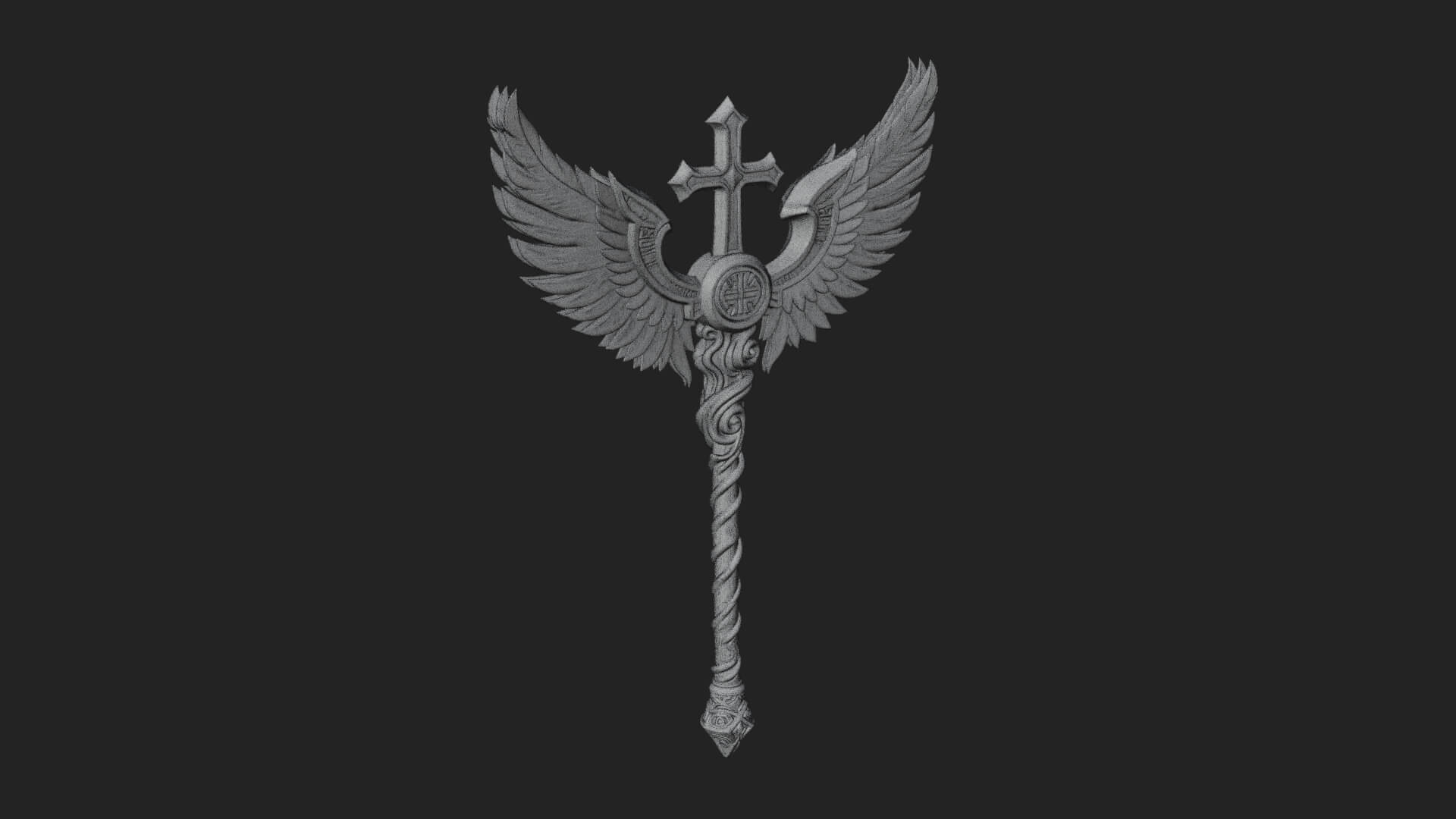 Winged Cross Scepter Model Design 2 3D Print Model 3D Model