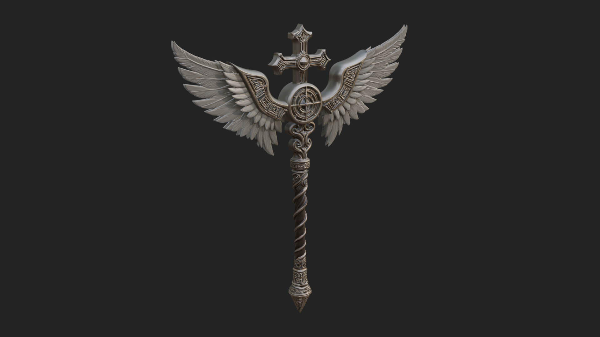 Winged Cross Scepter Model Design 3 3D Print Model 3D Model