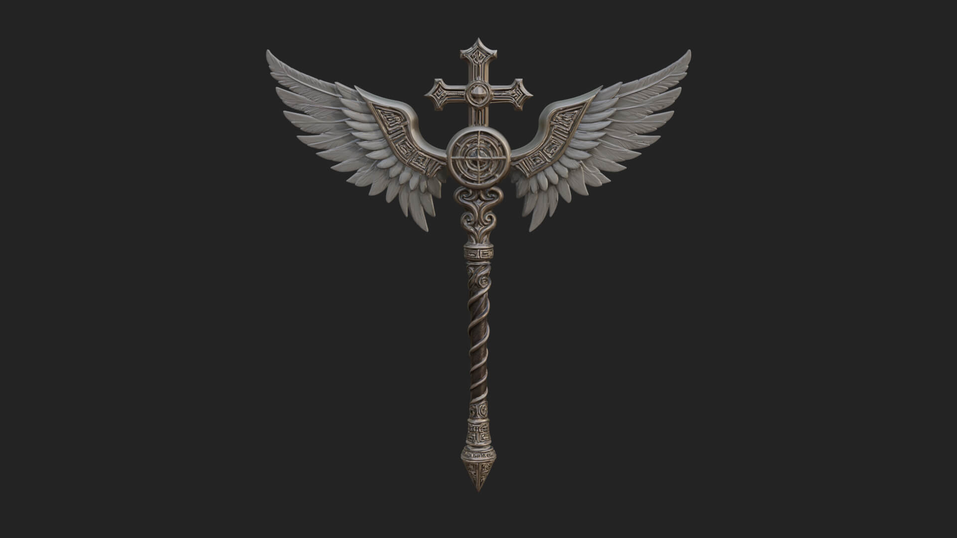 Winged Cross Scepter Model Design 3 3D Print Model 3D Model