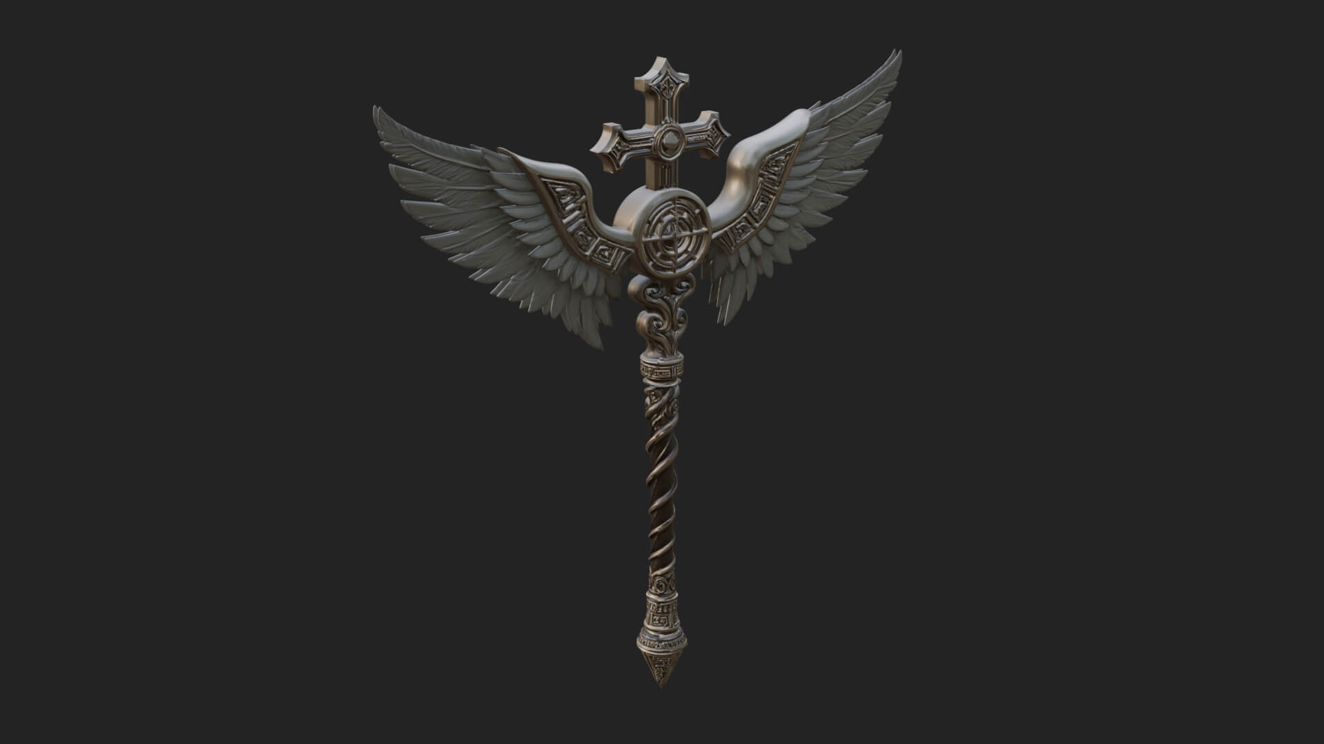 Winged Cross Scepter Model Design 3 3D Print Model 3D Model