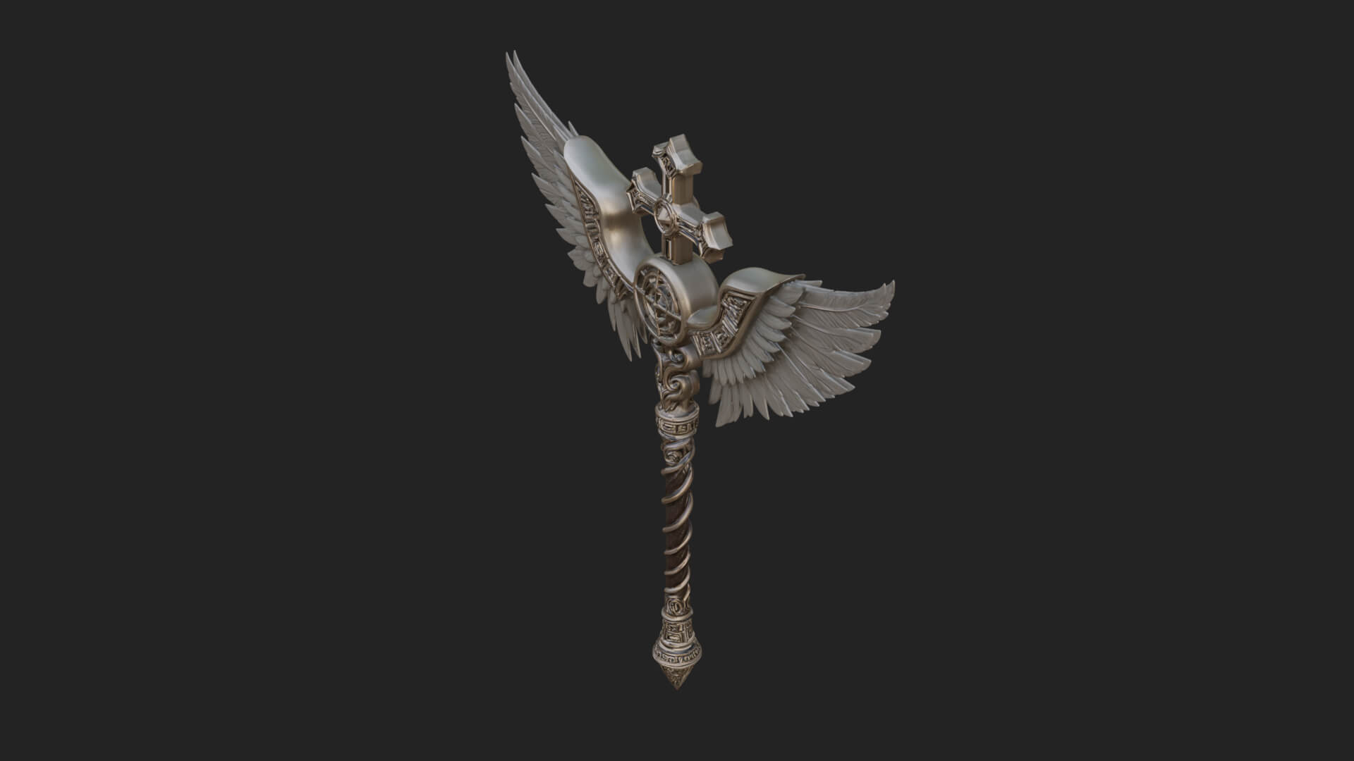 Winged Cross Scepter Model Design 3 3D Print Model 3D Model