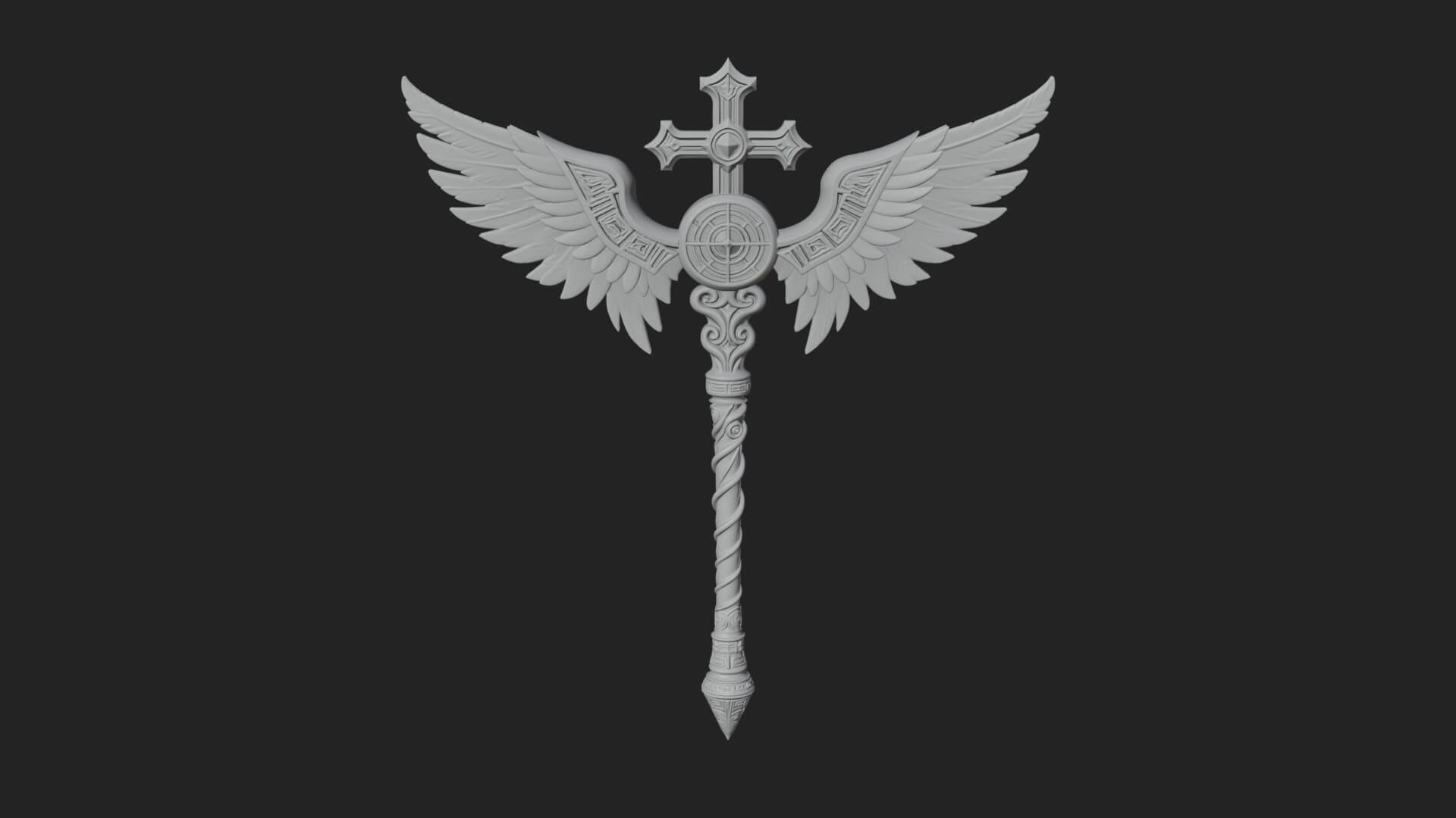Winged Cross Scepter Model Design 3 3D Print Model 3D Model