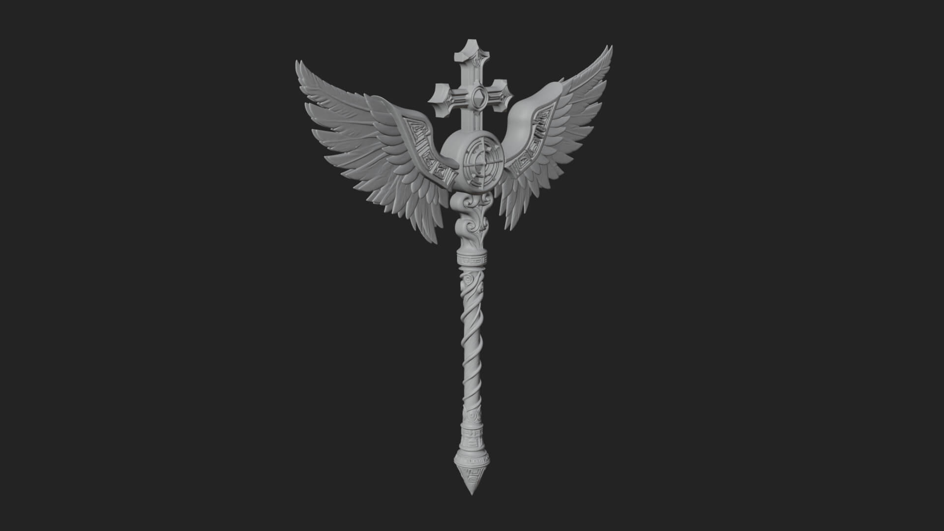 Winged Cross Scepter Model Design 3 3D Print Model 3D Model