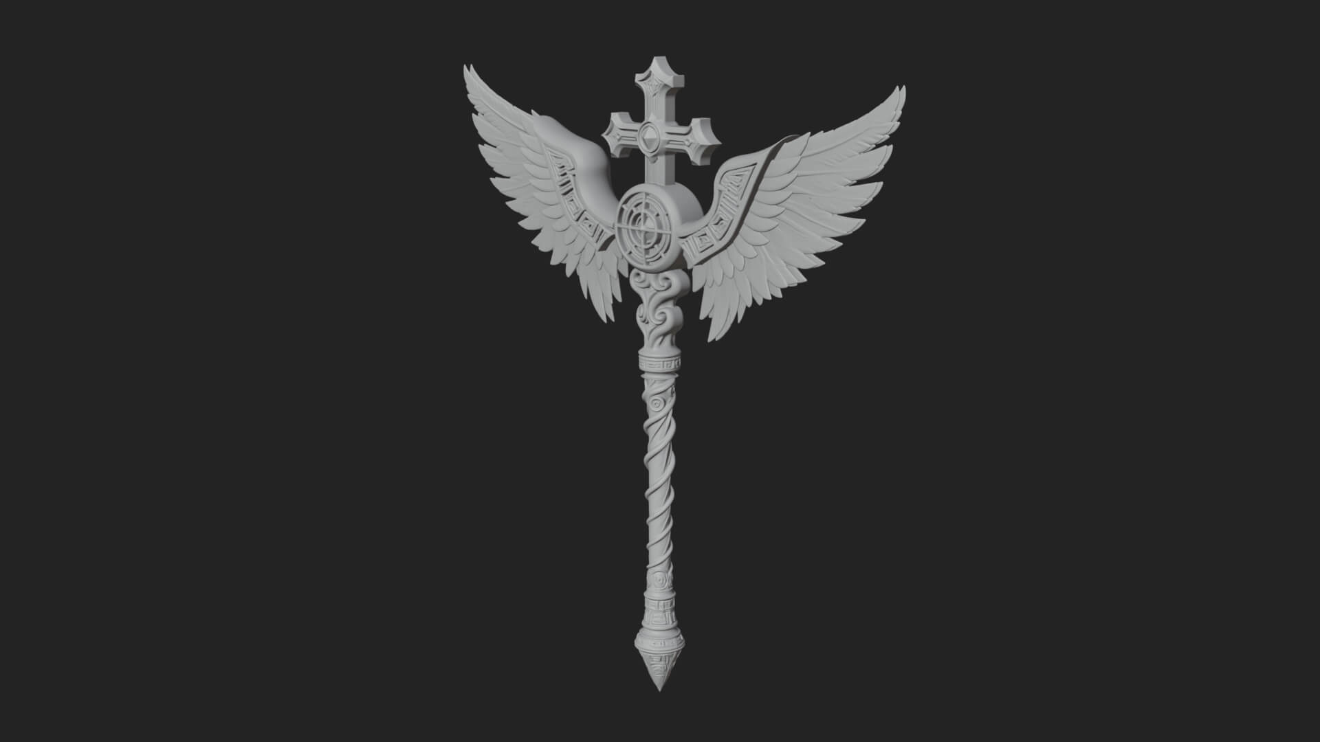 Winged Cross Scepter Model Design 3 3D Print Model 3D Model