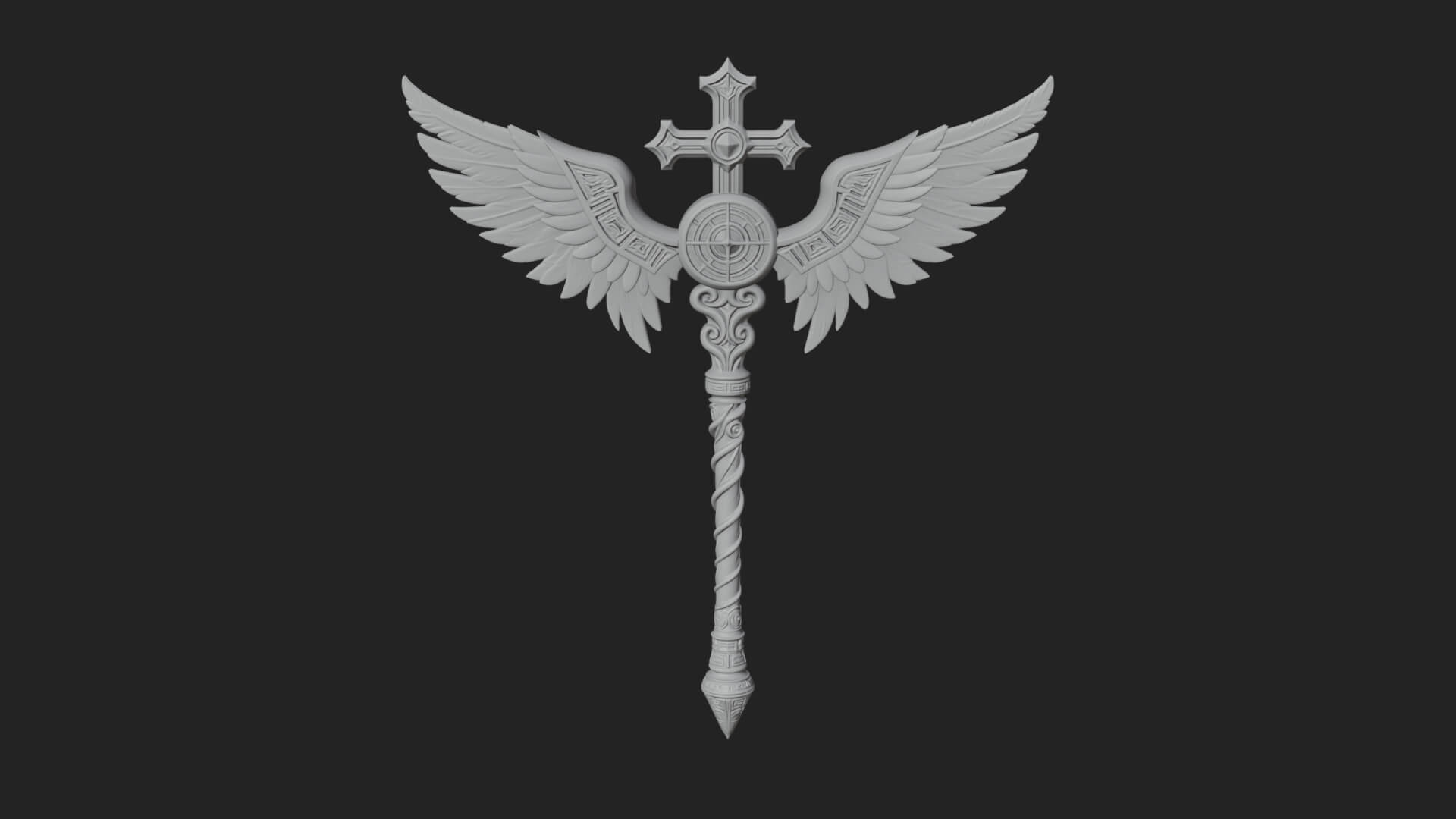 Winged Cross Scepter Model Design 3 3D Print Model 3D Model