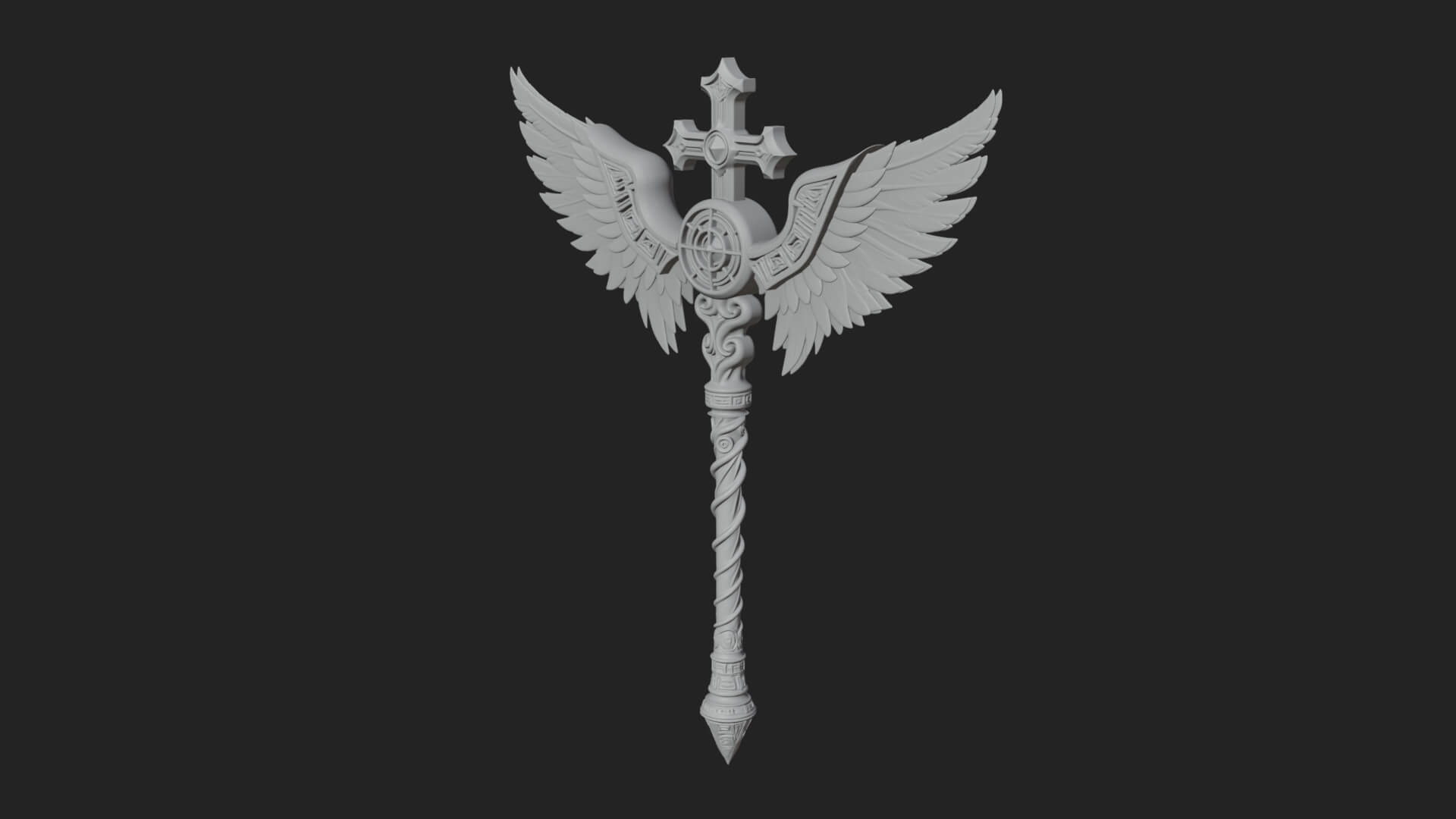 Winged Cross Scepter Model Design 3 3D Print Model 3D Model