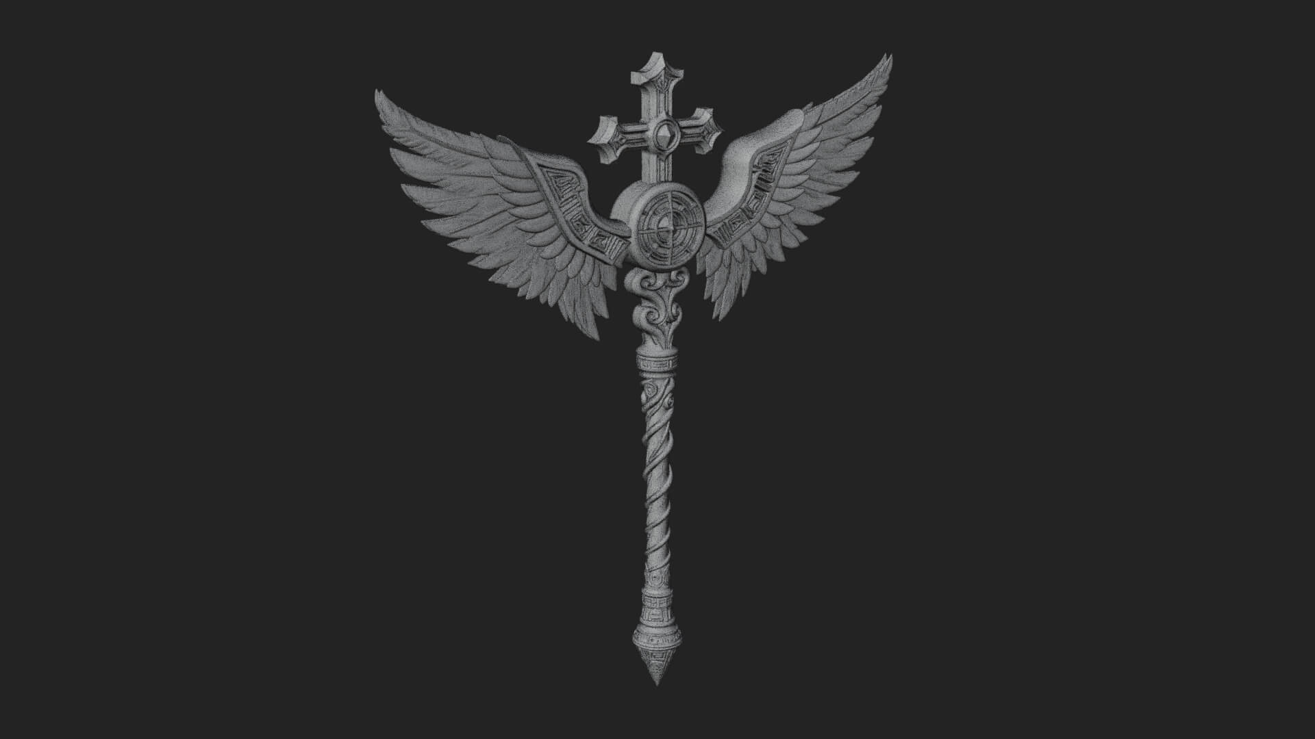 Winged Cross Scepter Model Design 3 3D Print Model 3D Model