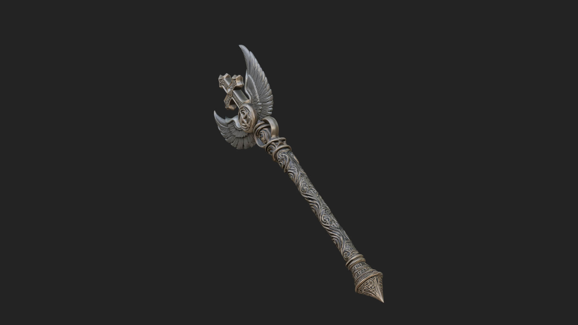 Winged Cross Scepter Model Design 4 3D Print Model 3D Model