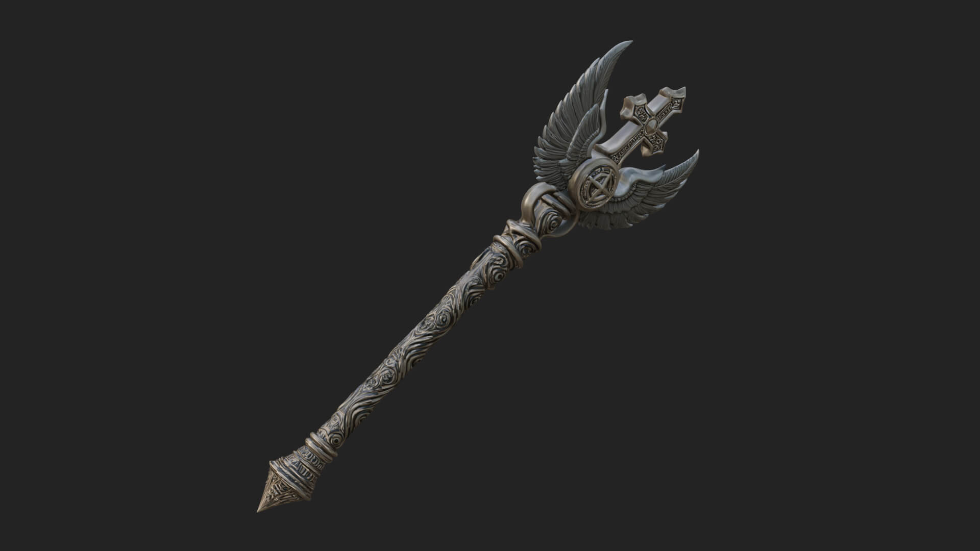 Winged Cross Scepter Model Design 4 3D Print Model 3D Model