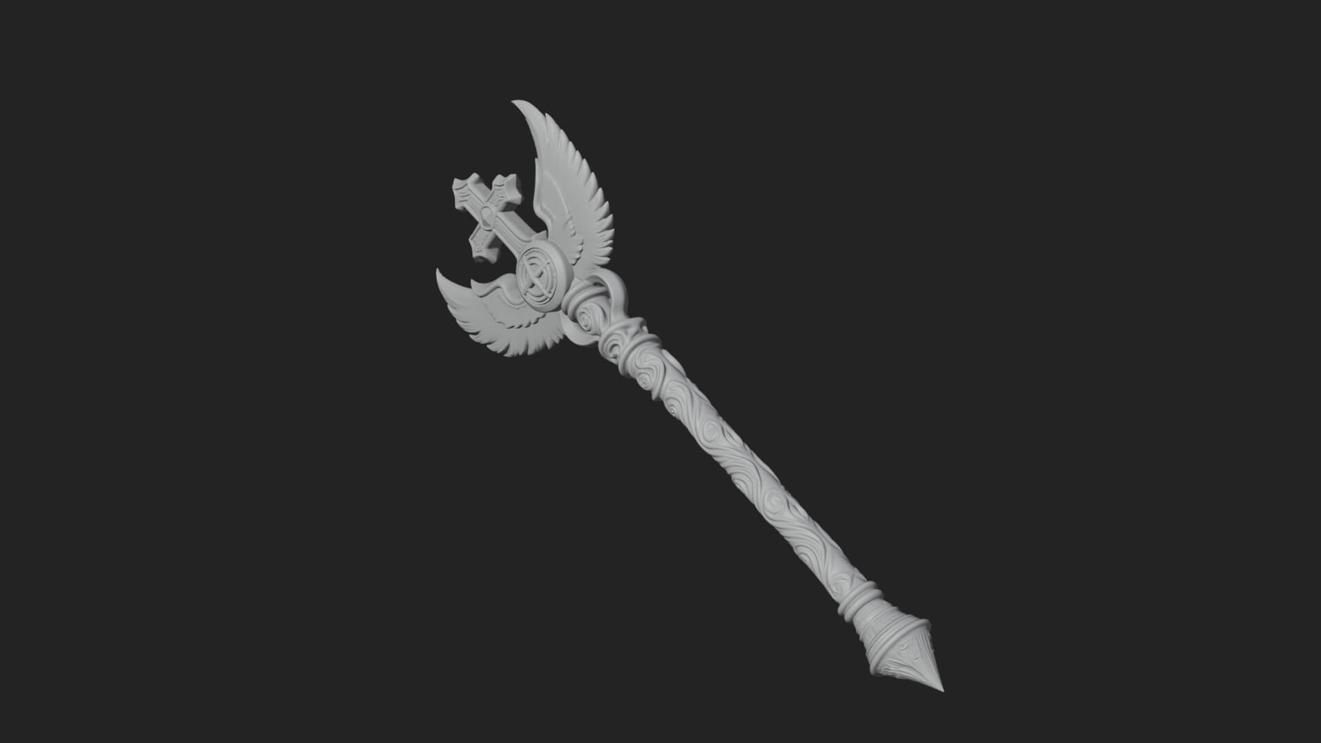 Winged Cross Scepter Model Design 4 3D Print Model 3D Model