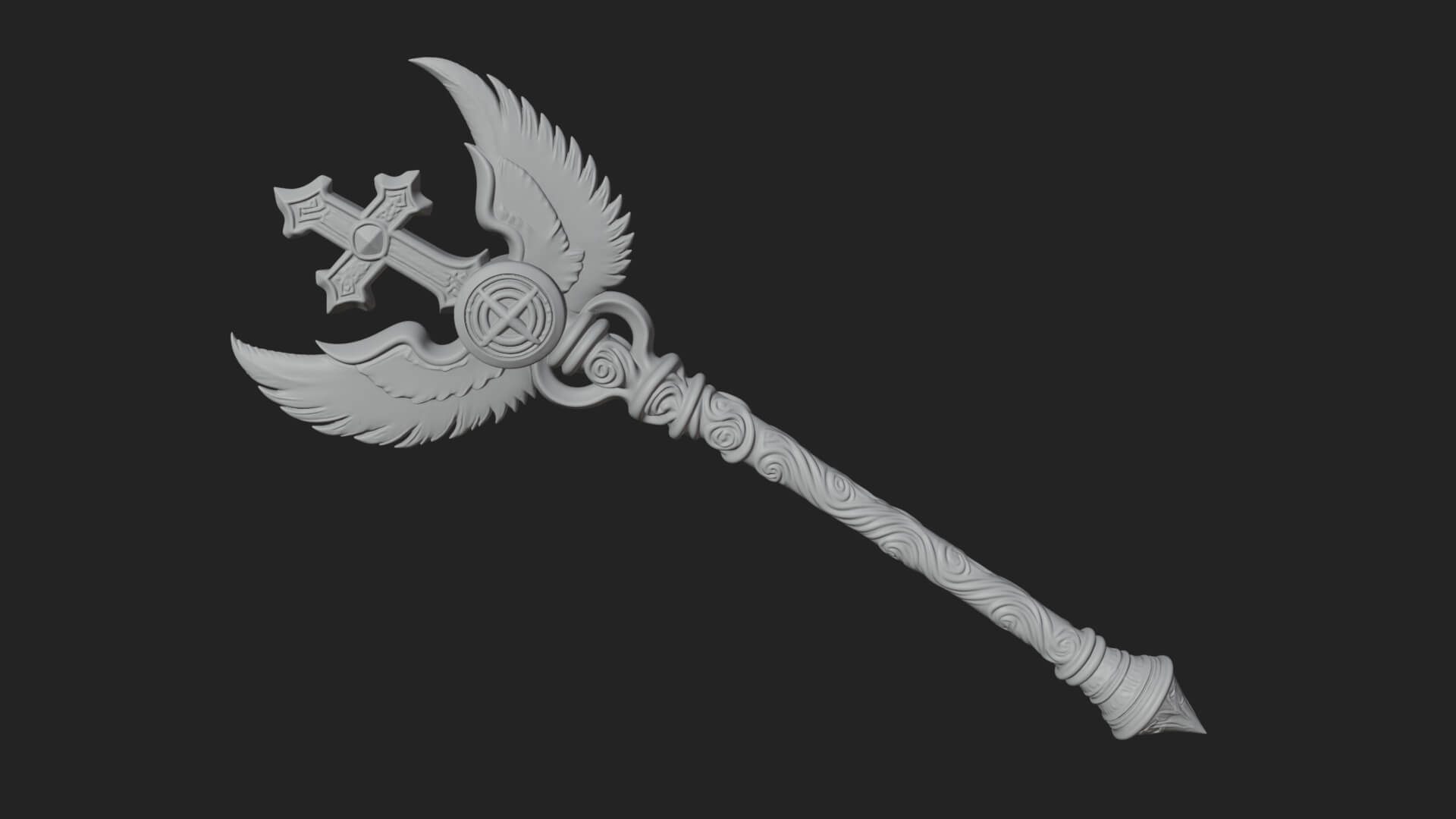 Winged Cross Scepter Model Design 4 3D Print Model 3D Model