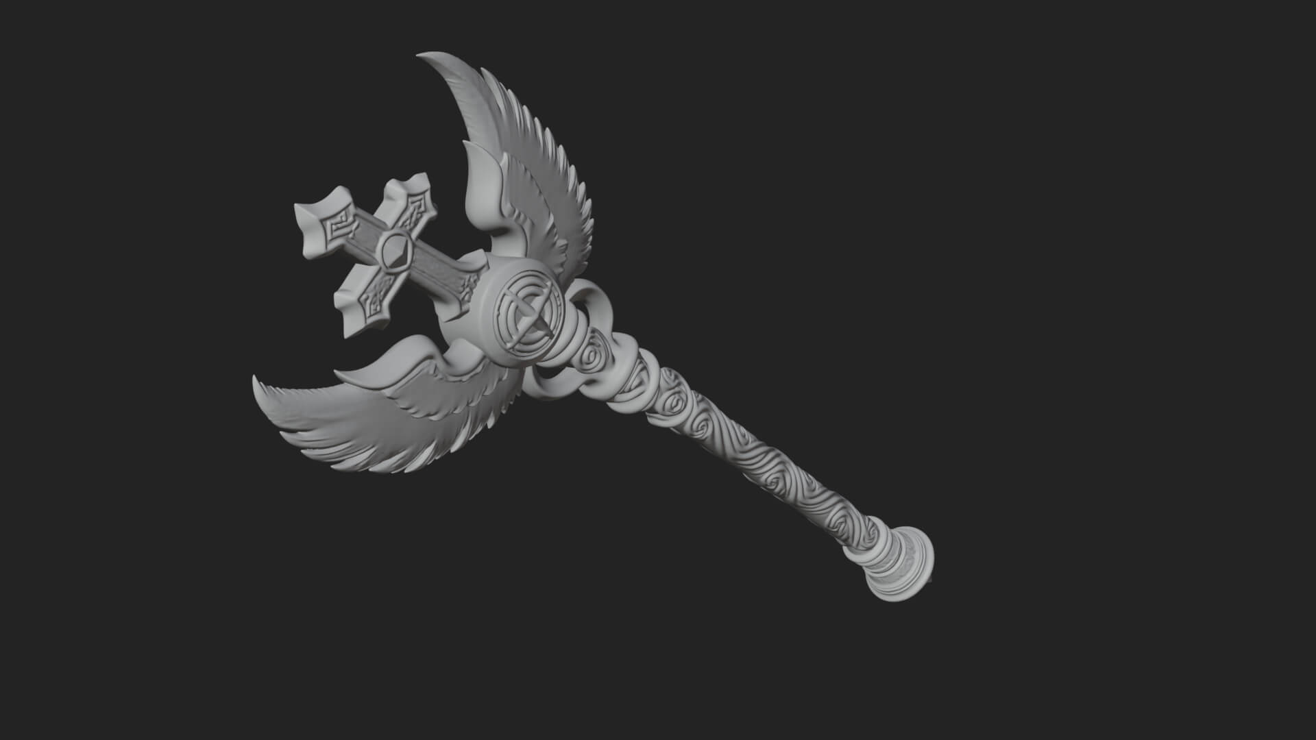 Winged Cross Scepter Model Design 4 3D Print Model 3D Model