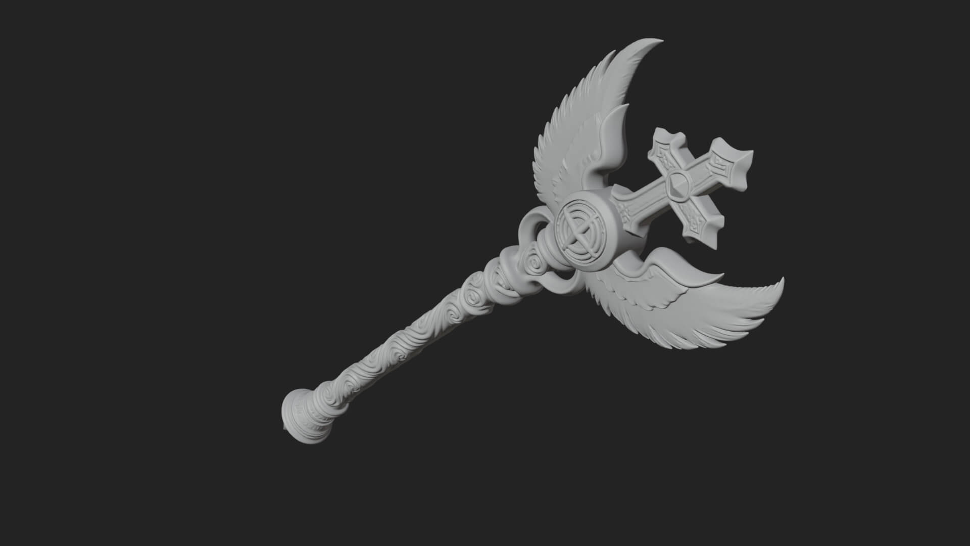 Winged Cross Scepter Model Design 4 3D Print Model 3D Model