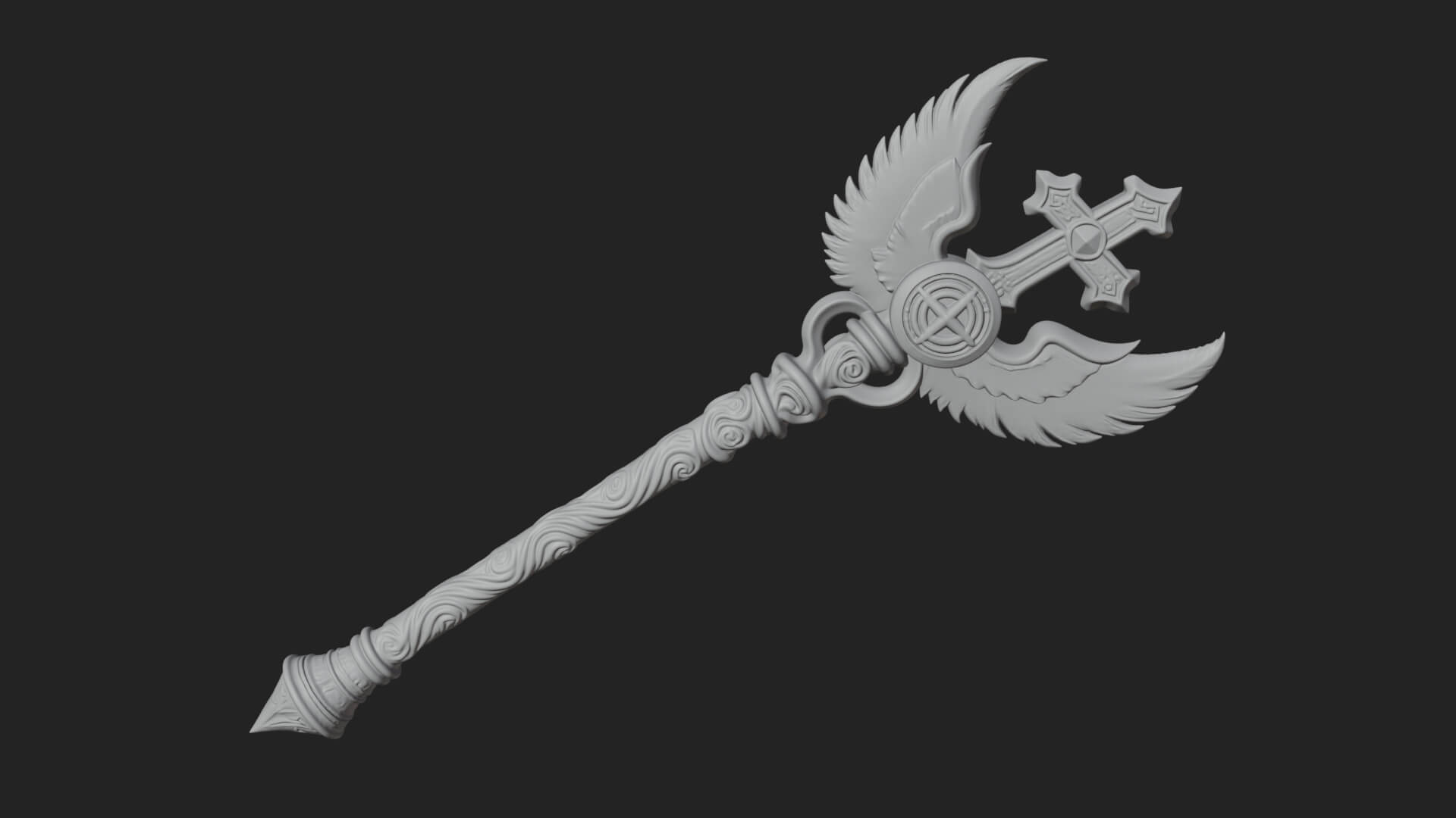Winged Cross Scepter Model Design 4 3D Print Model 3D Model