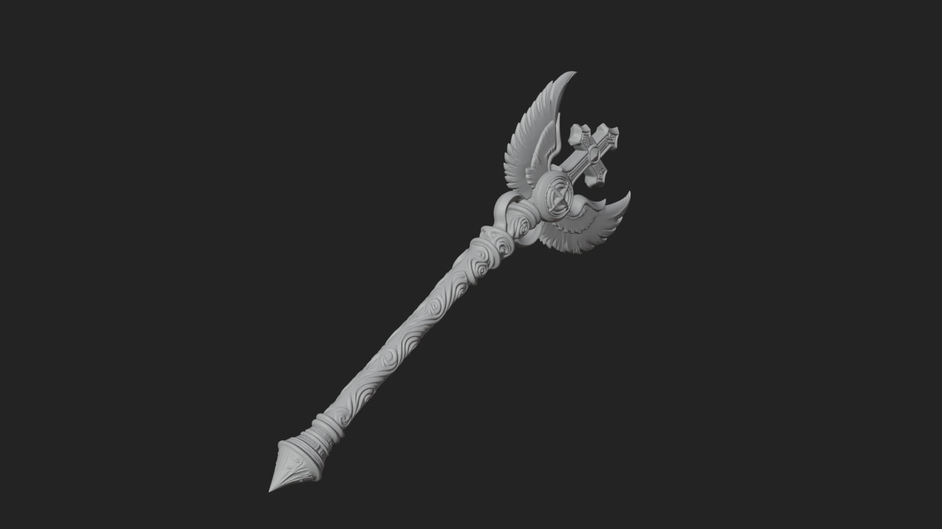 Winged Cross Scepter Model Design 4 3D Print Model 3D Model