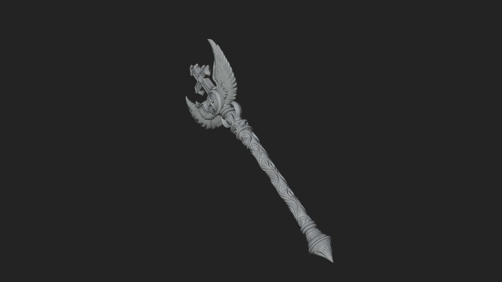 Winged Cross Scepter Model Design 4 3D Print Model 3D Model