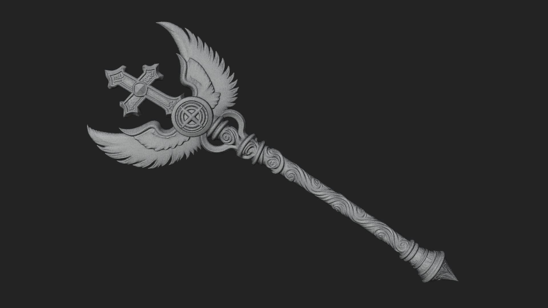 Winged Cross Scepter Model Design 4 3D Print Model 3D Model