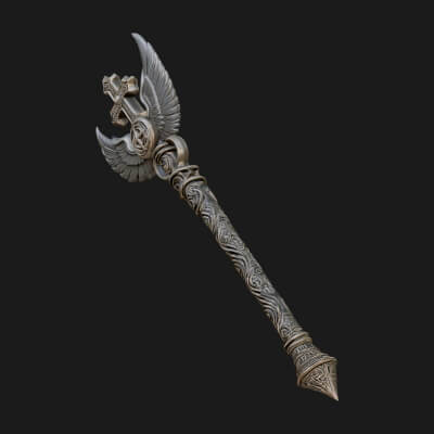 Winged Cross Scepter Model Design 4 3D Print Model