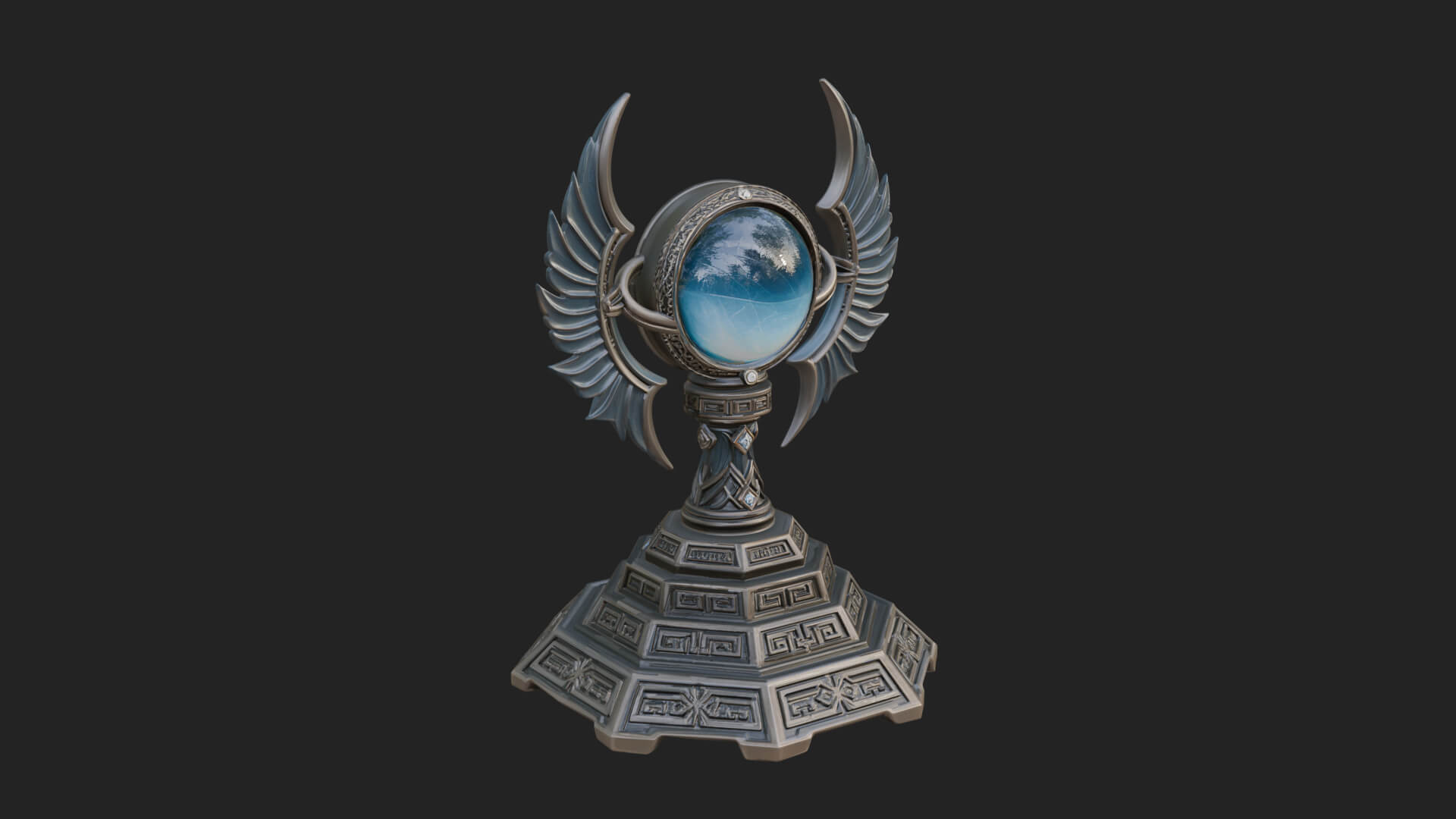 Winged Crystal Orb Stand Model Design 1 3D Print Model 3D Model