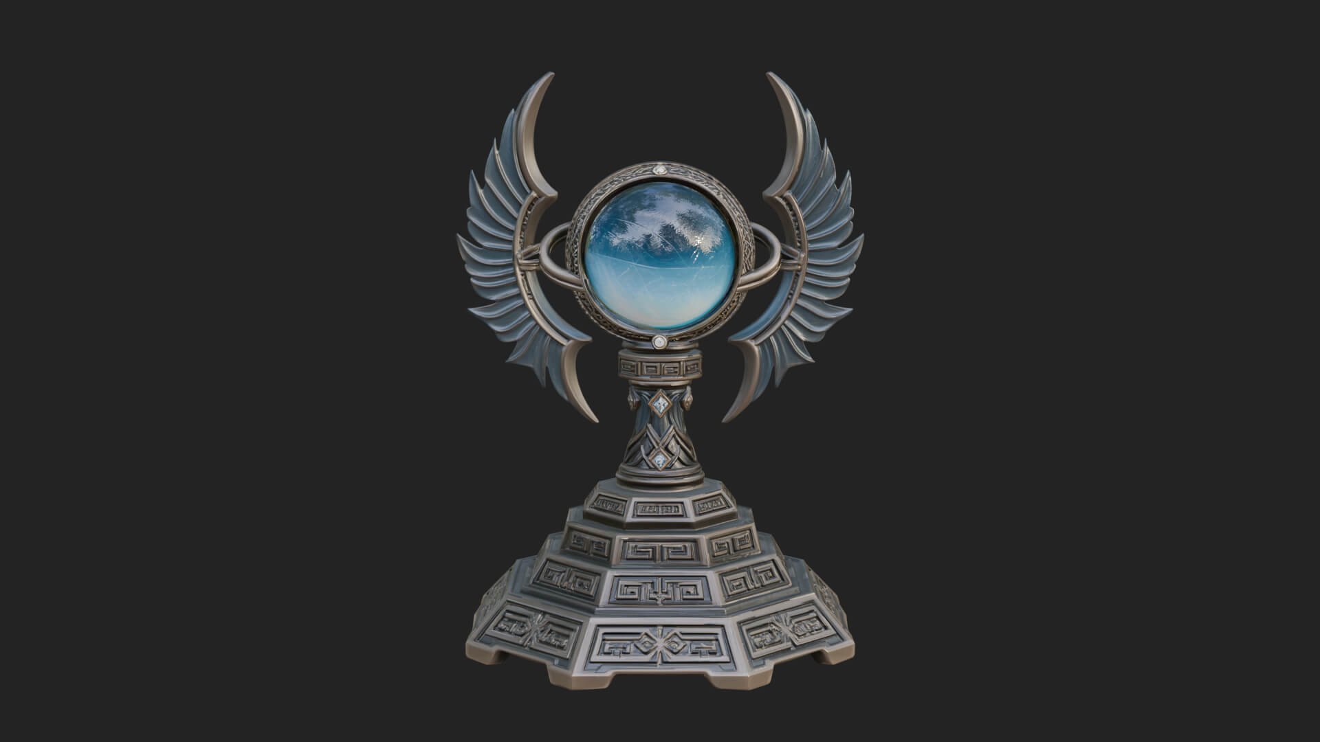 Winged Crystal Orb Stand Model Design 1 3D Print Model 3D Model