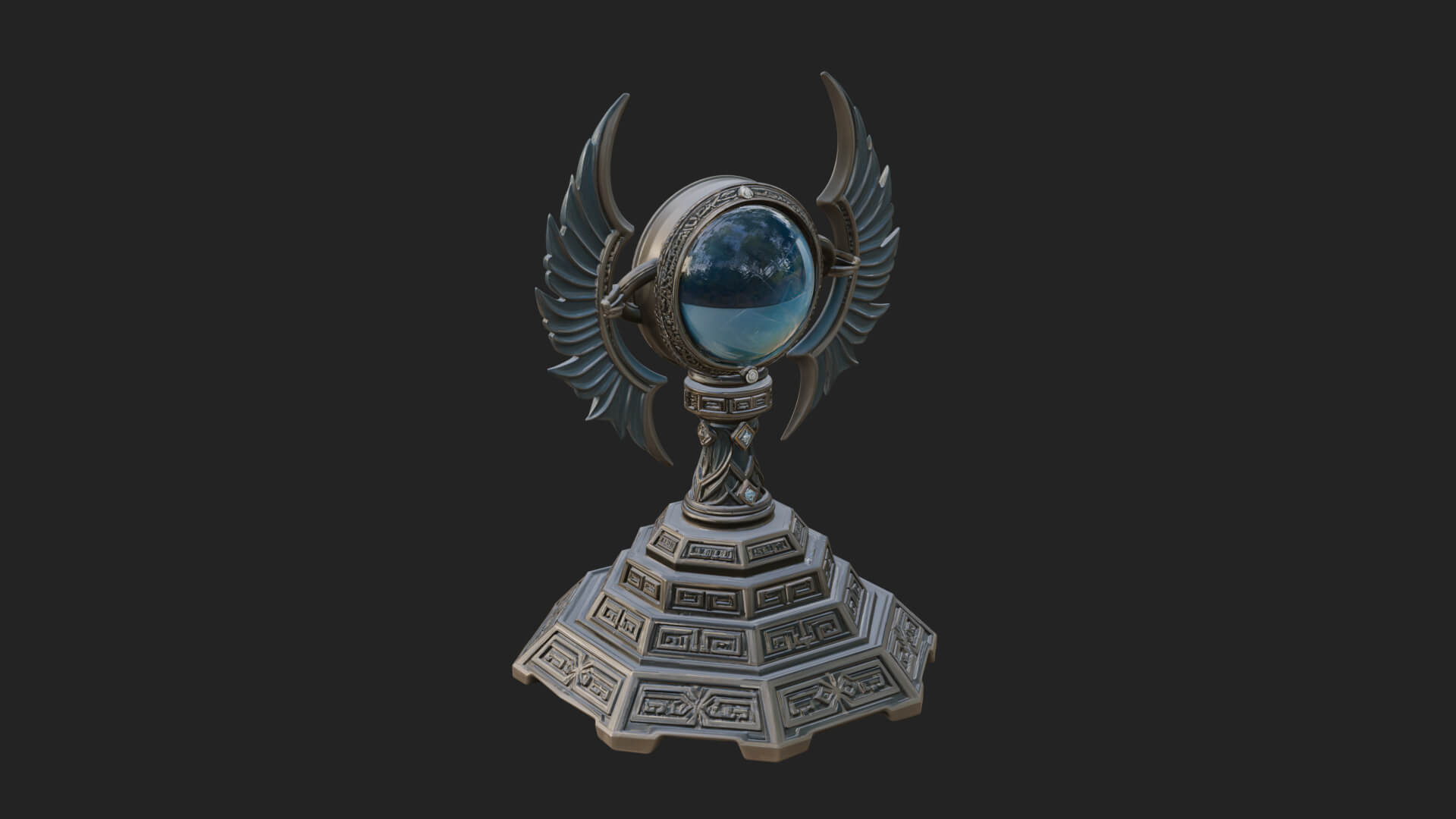 Winged Crystal Orb Stand Model Design 1 3D Print Model 3D Model