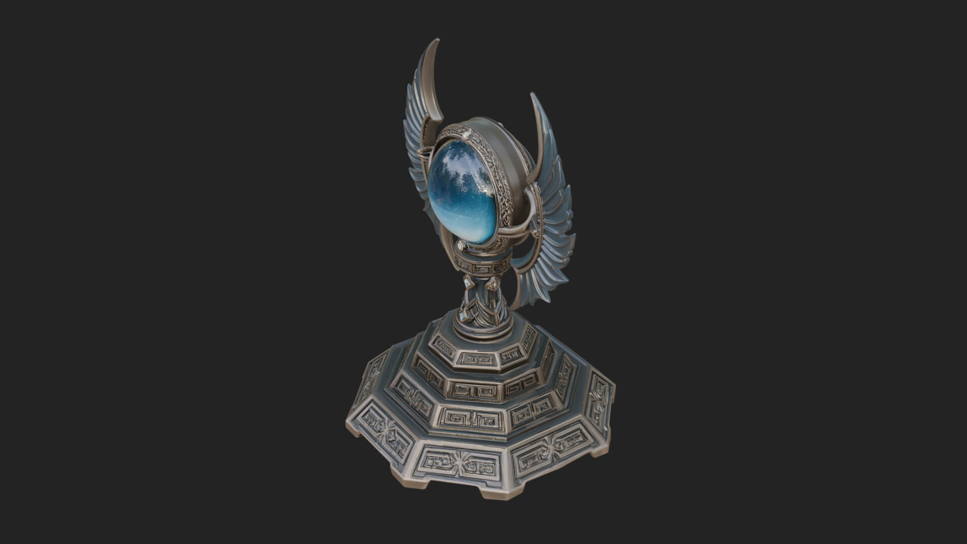 Winged Crystal Orb Stand Model Design 1 3D Print Model 3D Model