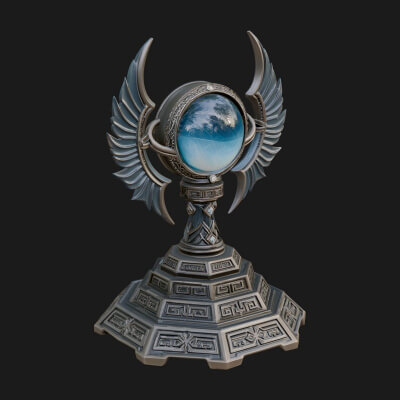 Winged Crystal Orb Stand Model Design 1 3D Print Model