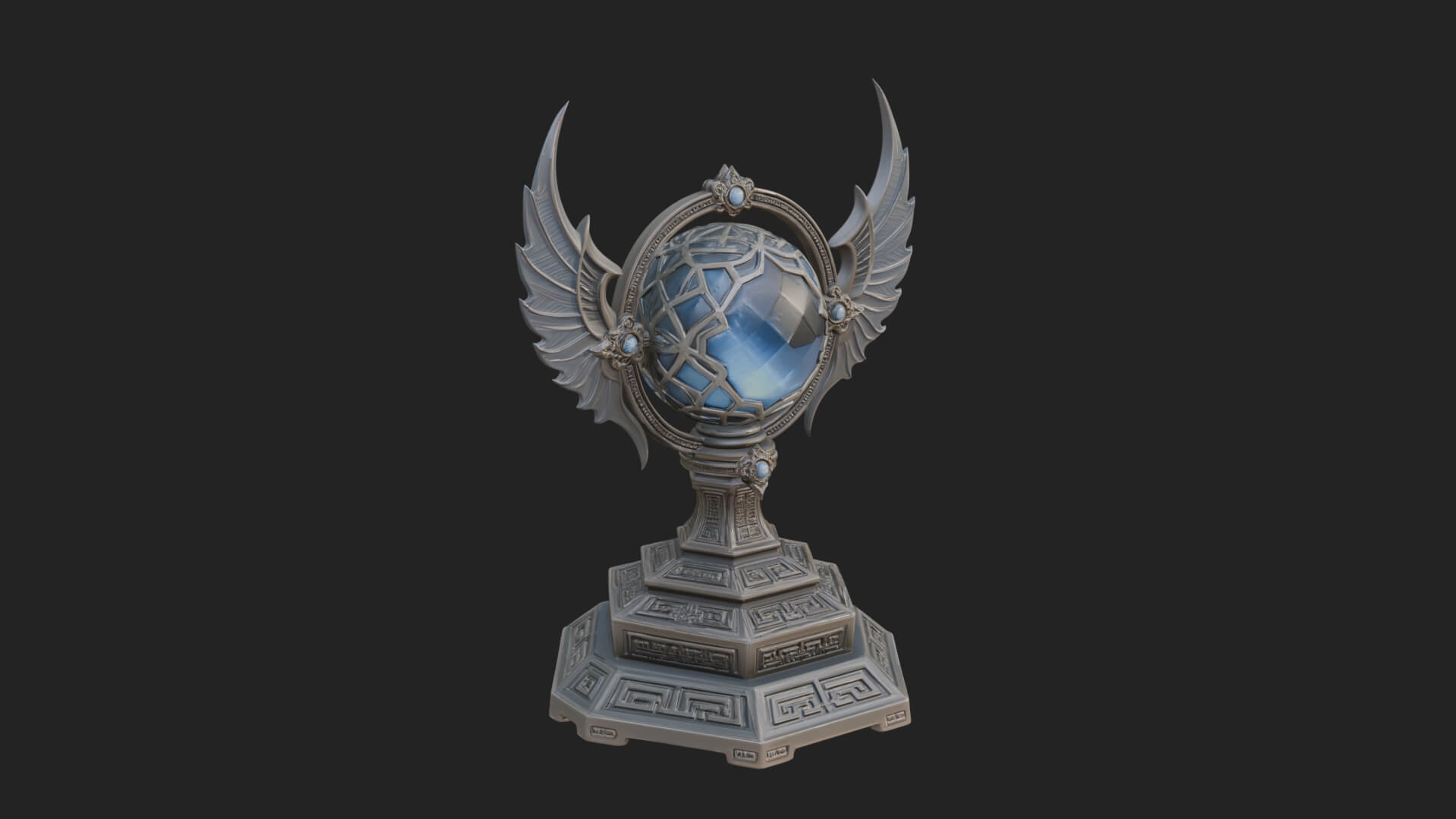 Winged Crystal Orb Stand Model Design 2 3D Print Model 3D Model