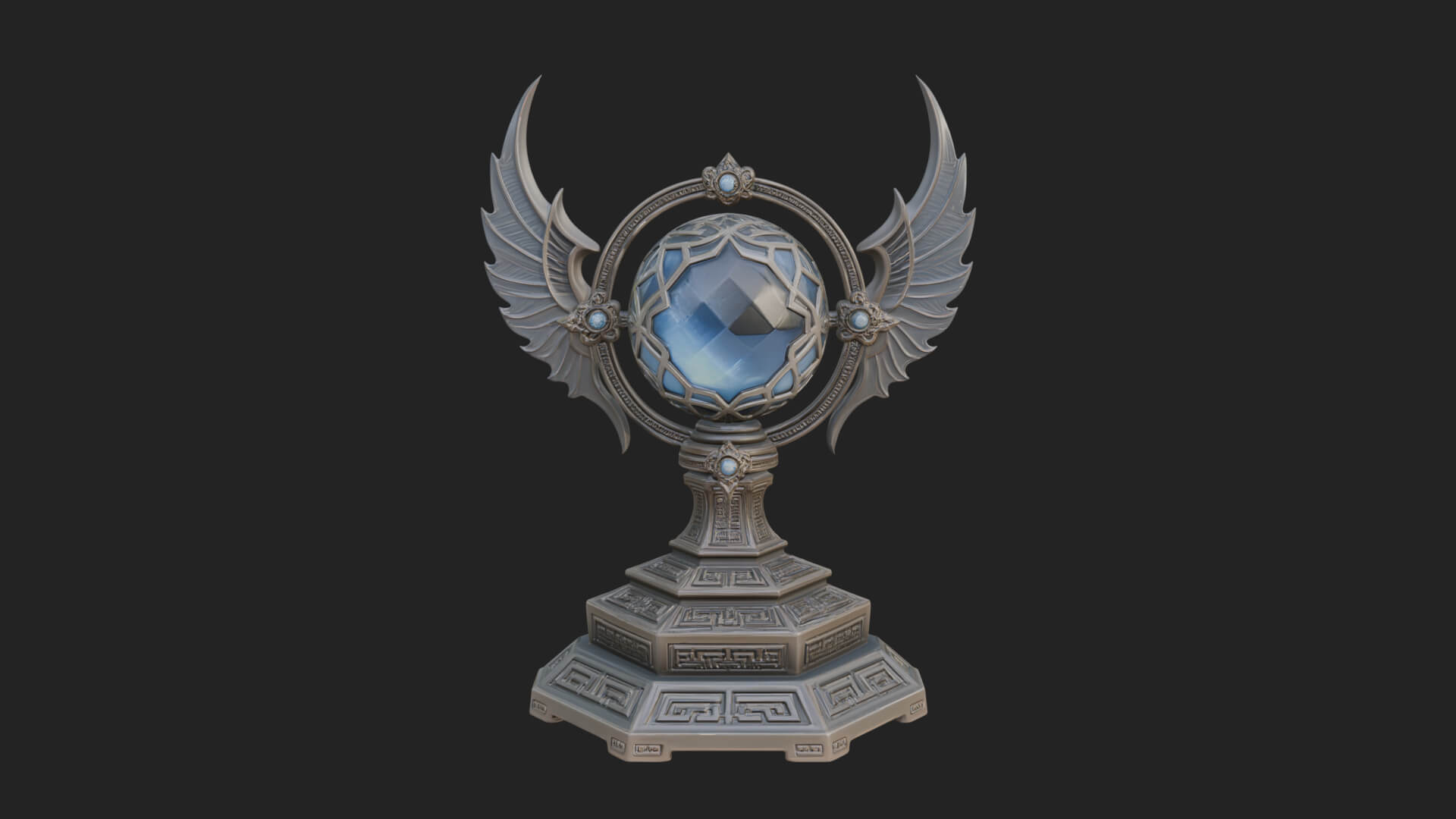 Winged Crystal Orb Stand Model Design 2 3D Print Model 3D Model