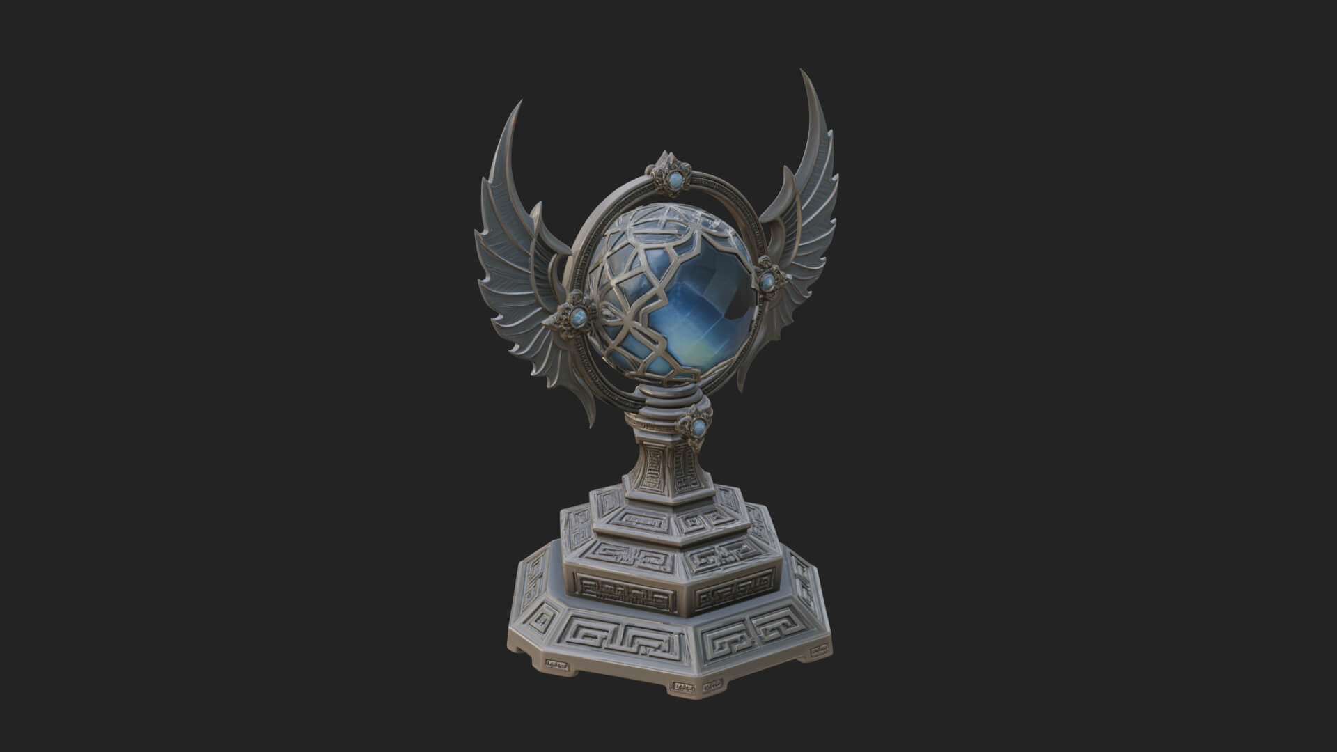Winged Crystal Orb Stand Model Design 2 3D Print Model 3D Model