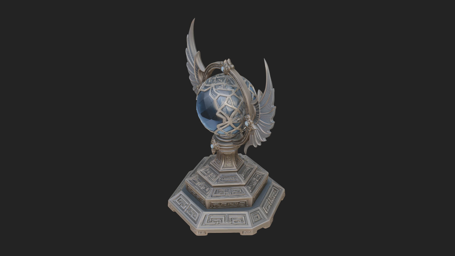 Winged Crystal Orb Stand Model Design 2 3D Print Model 3D Model