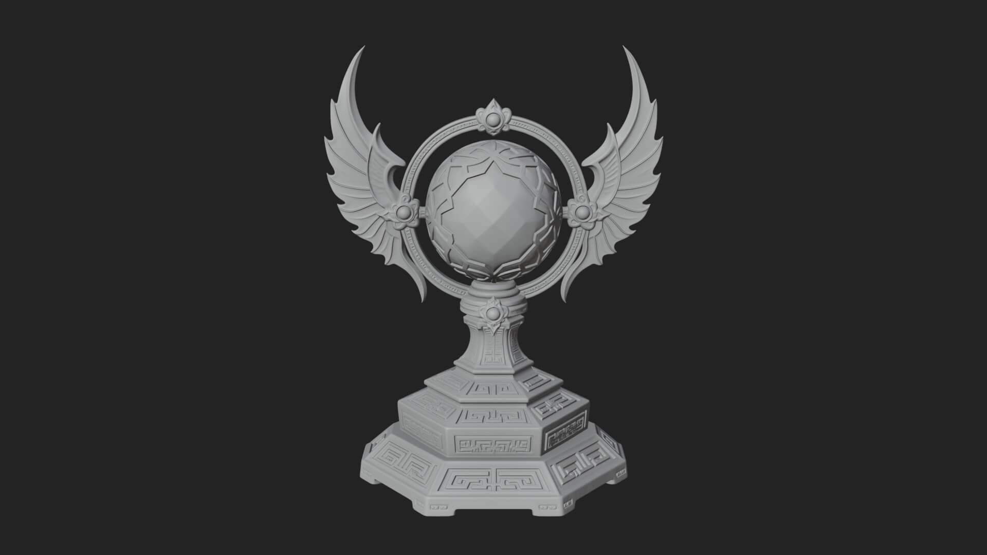 Winged Crystal Orb Stand Model Design 2 3D Print Model 3D Model