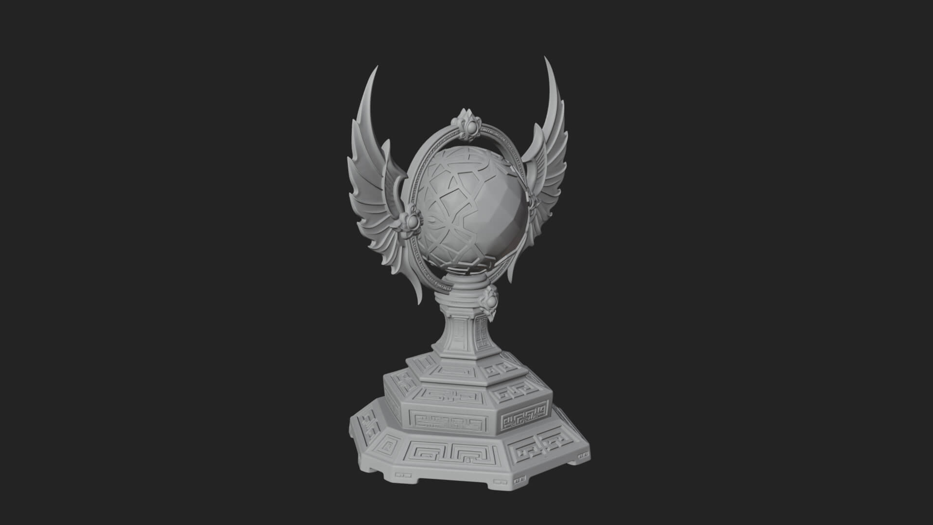 Winged Crystal Orb Stand Model Design 2 3D Print Model 3D Model
