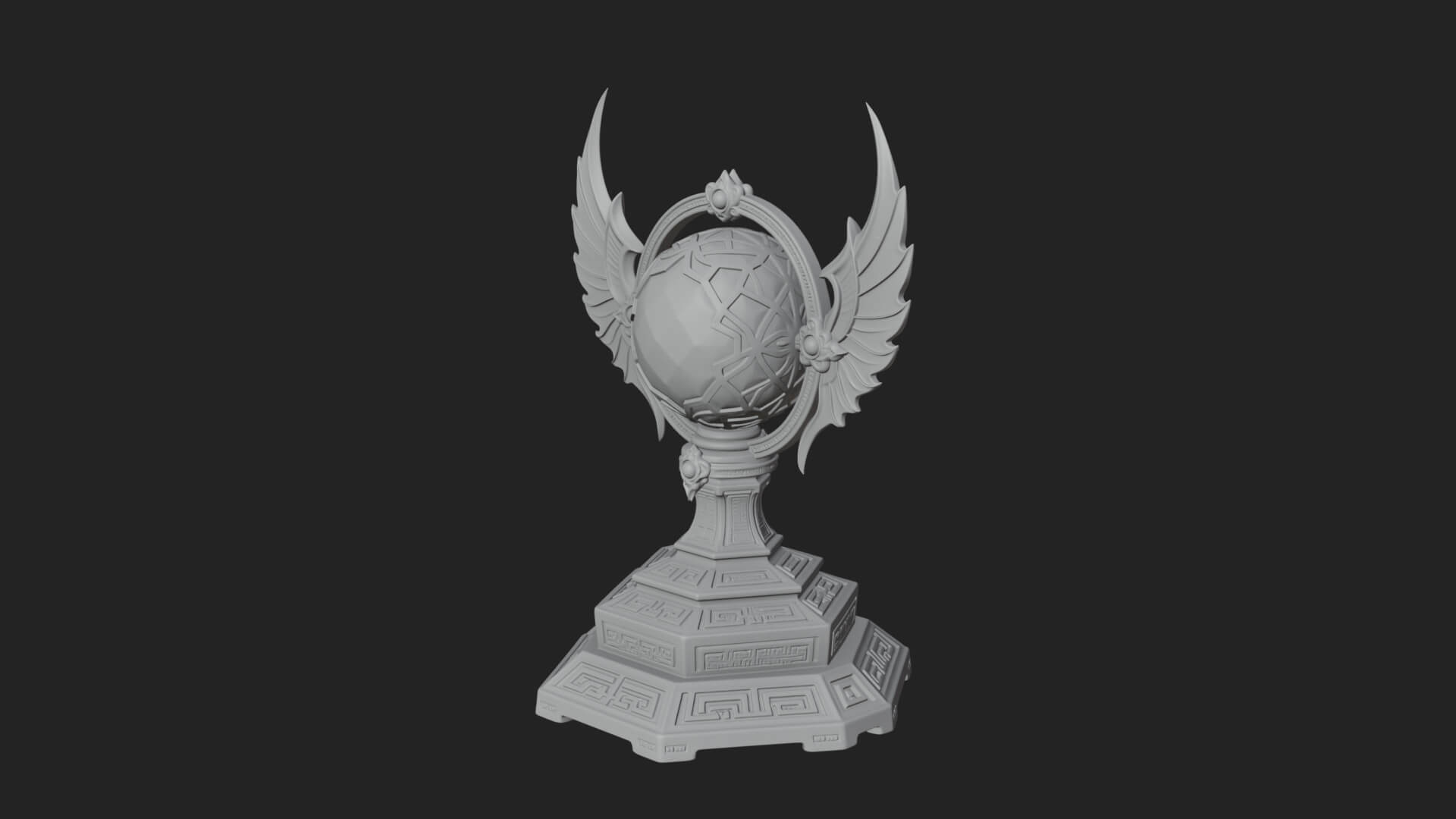 Winged Crystal Orb Stand Model Design 2 3D Print Model 3D Model