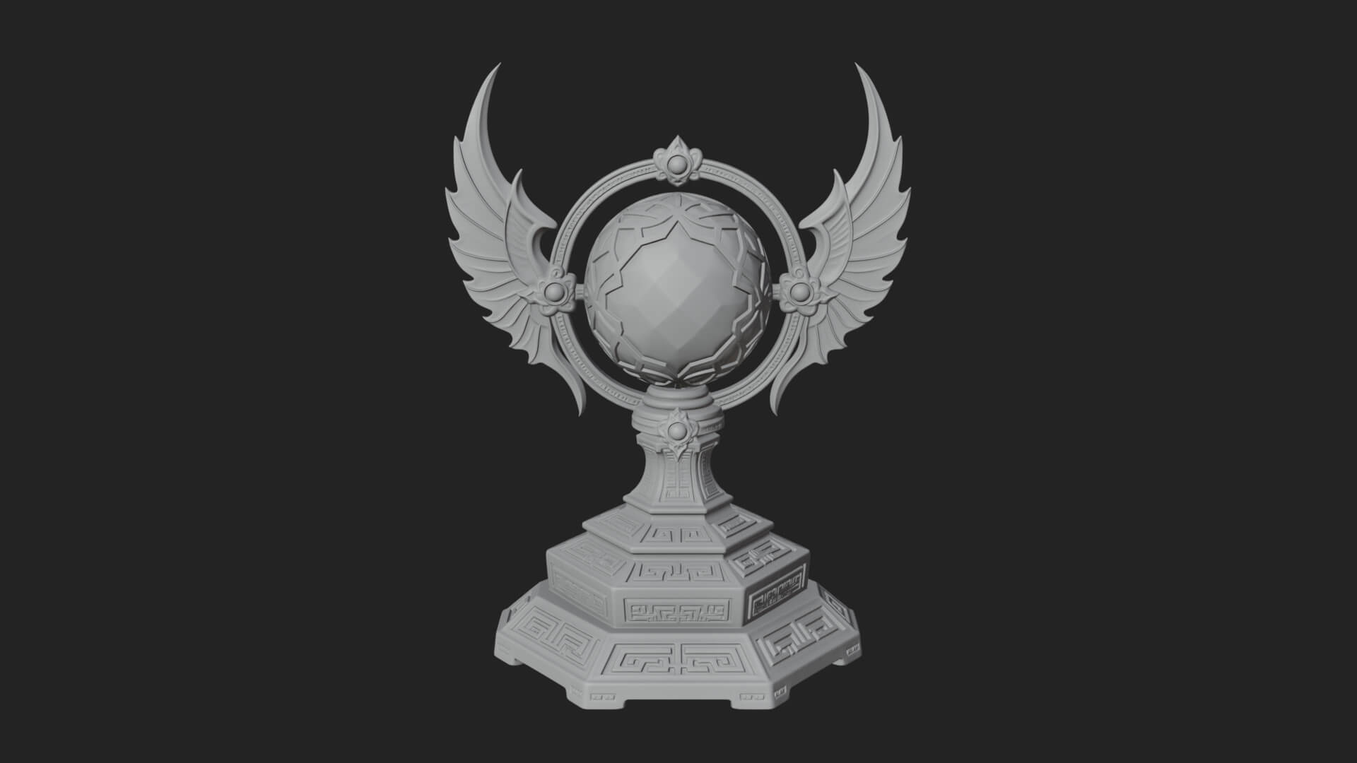 Winged Crystal Orb Stand Model Design 2 3D Print Model 3D Model