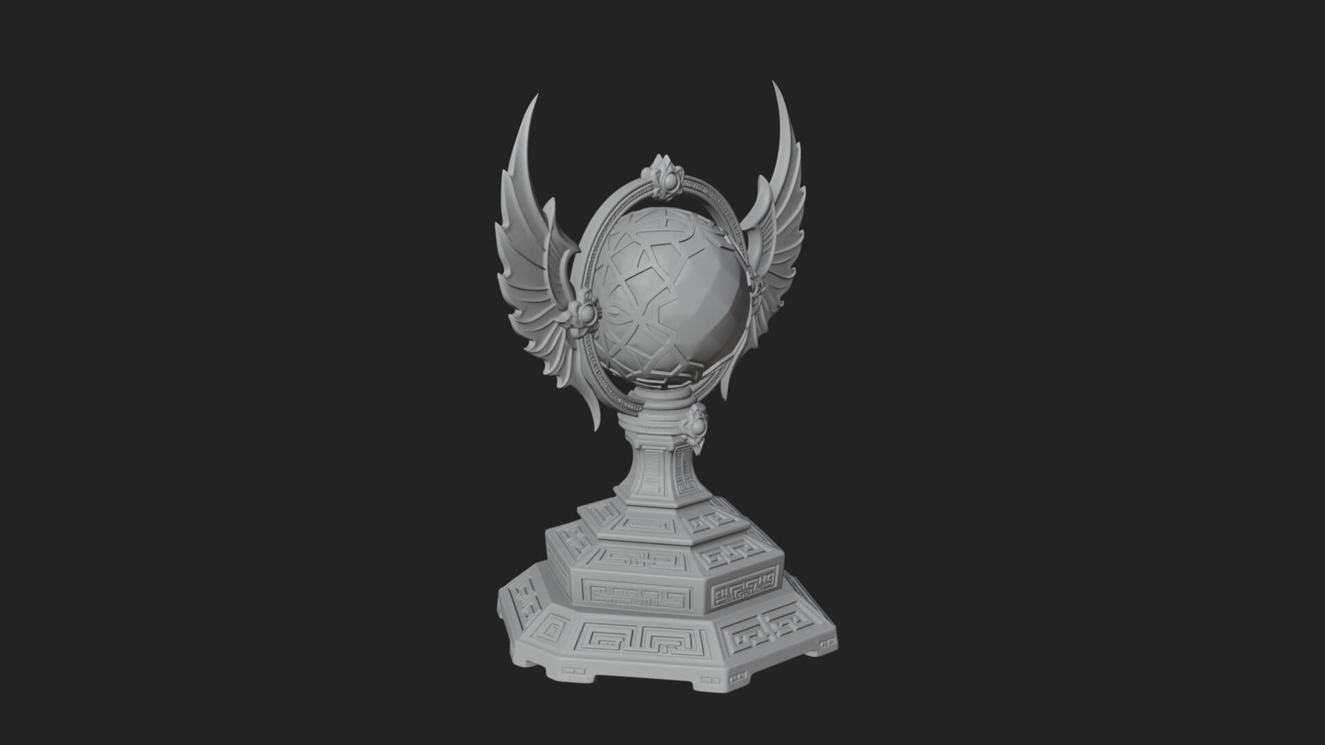 Winged Crystal Orb Stand Model Design 2 3D Print Model 3D Model