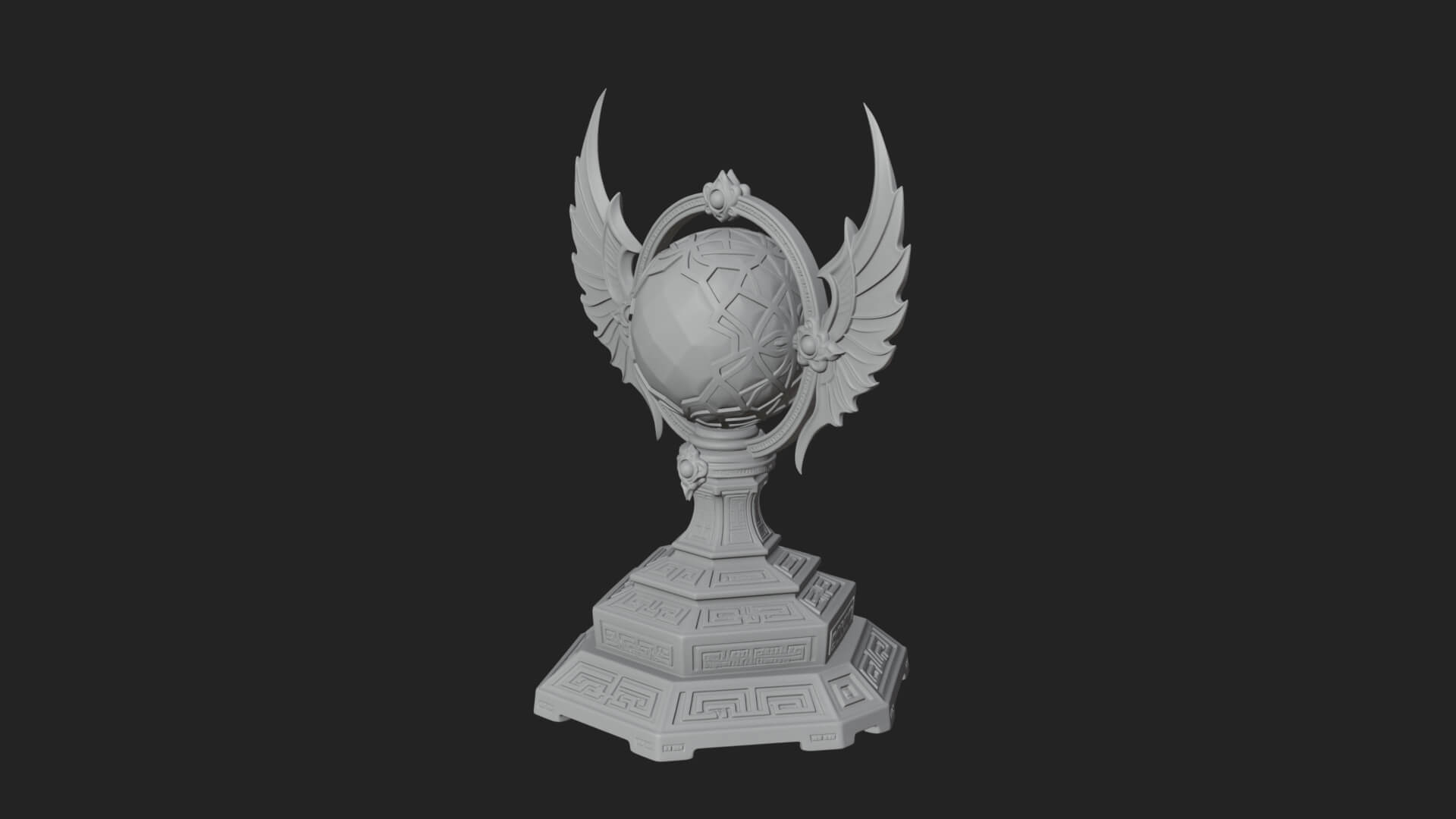 Winged Crystal Orb Stand Model Design 2 3D Print Model 3D Model