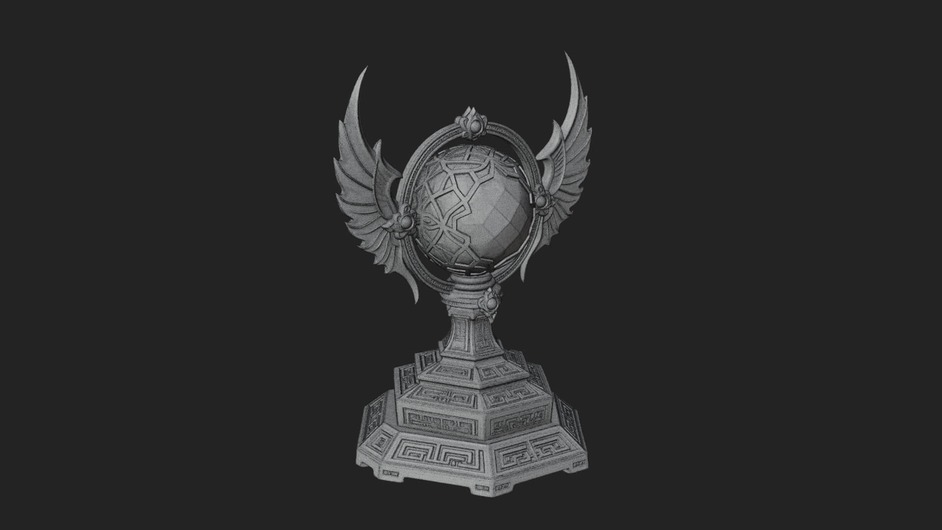 Winged Crystal Orb Stand Model Design 2 3D Print Model 3D Model